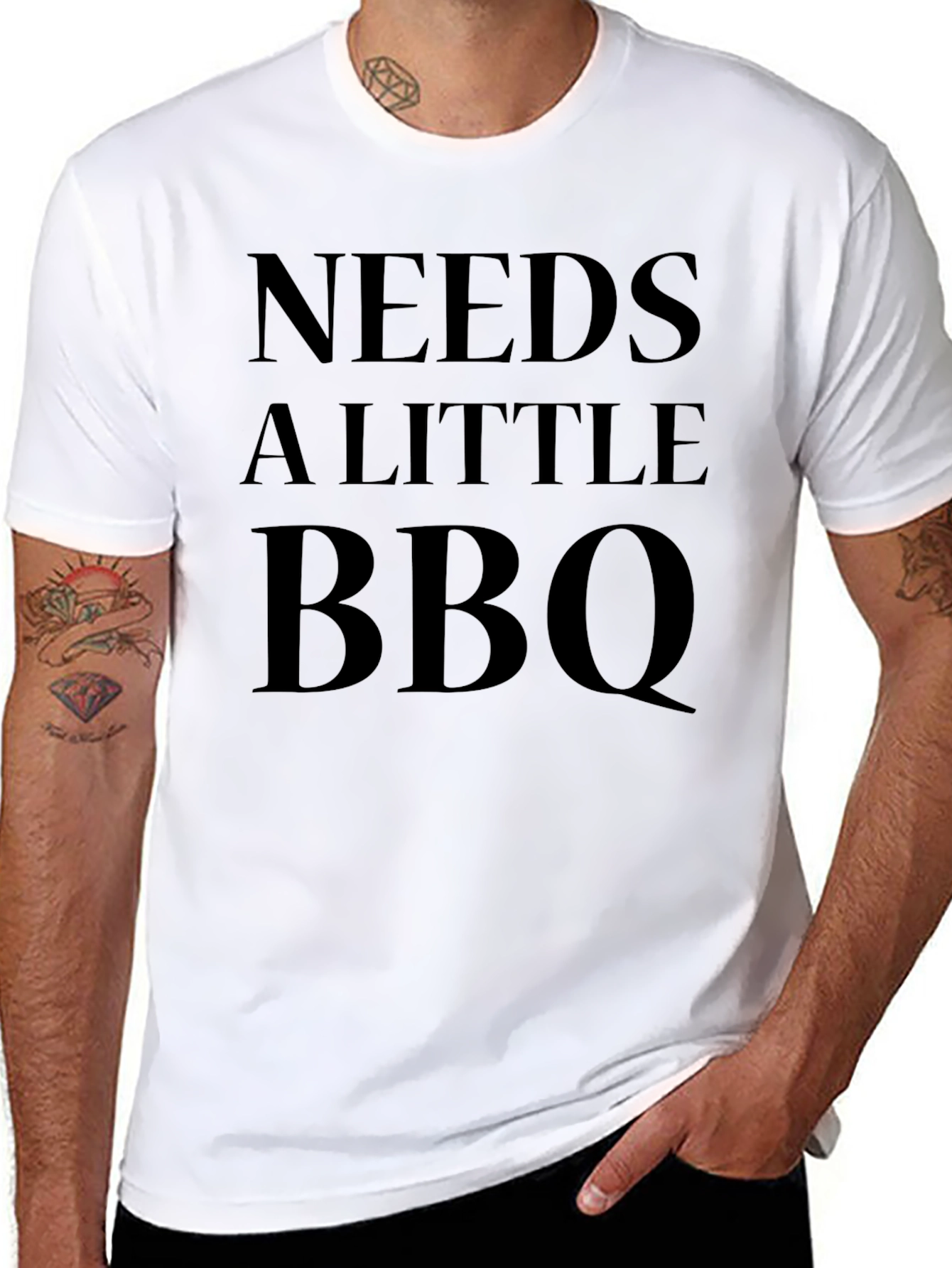 Needs A Little BBQ T-Shirt - Mens Black Tee