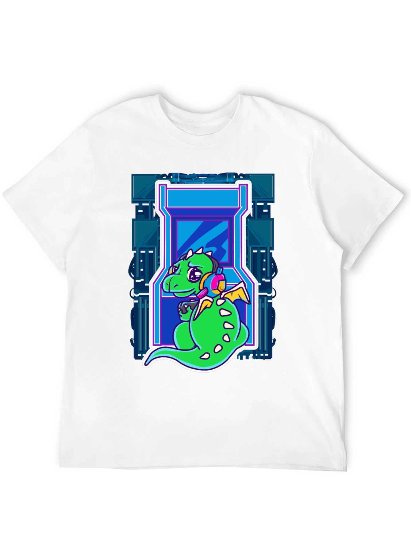 Gamer Dragon T-Shirt - Retro Arcade Style