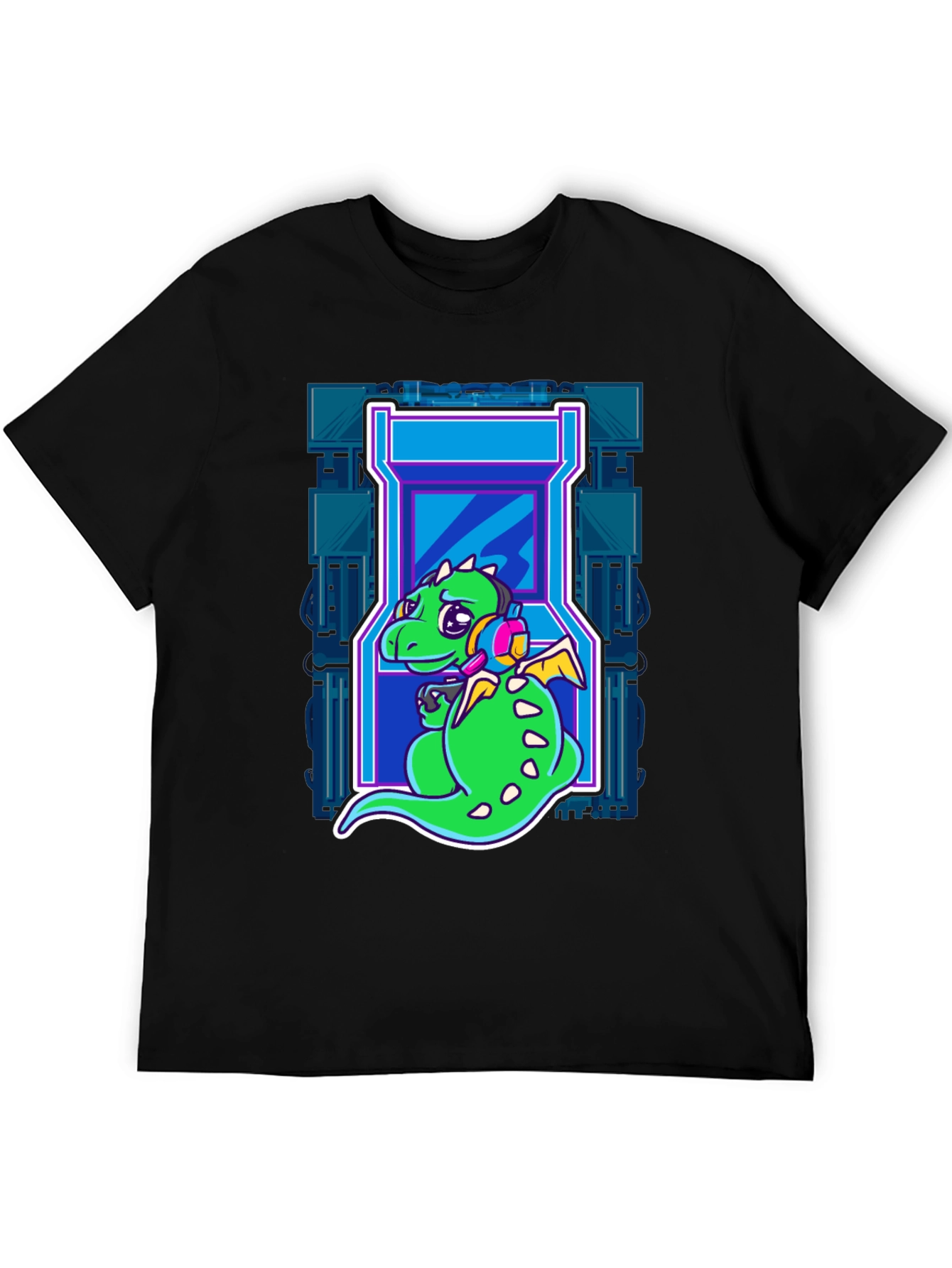 Gamer Dragon T-Shirt - Retro Arcade Style