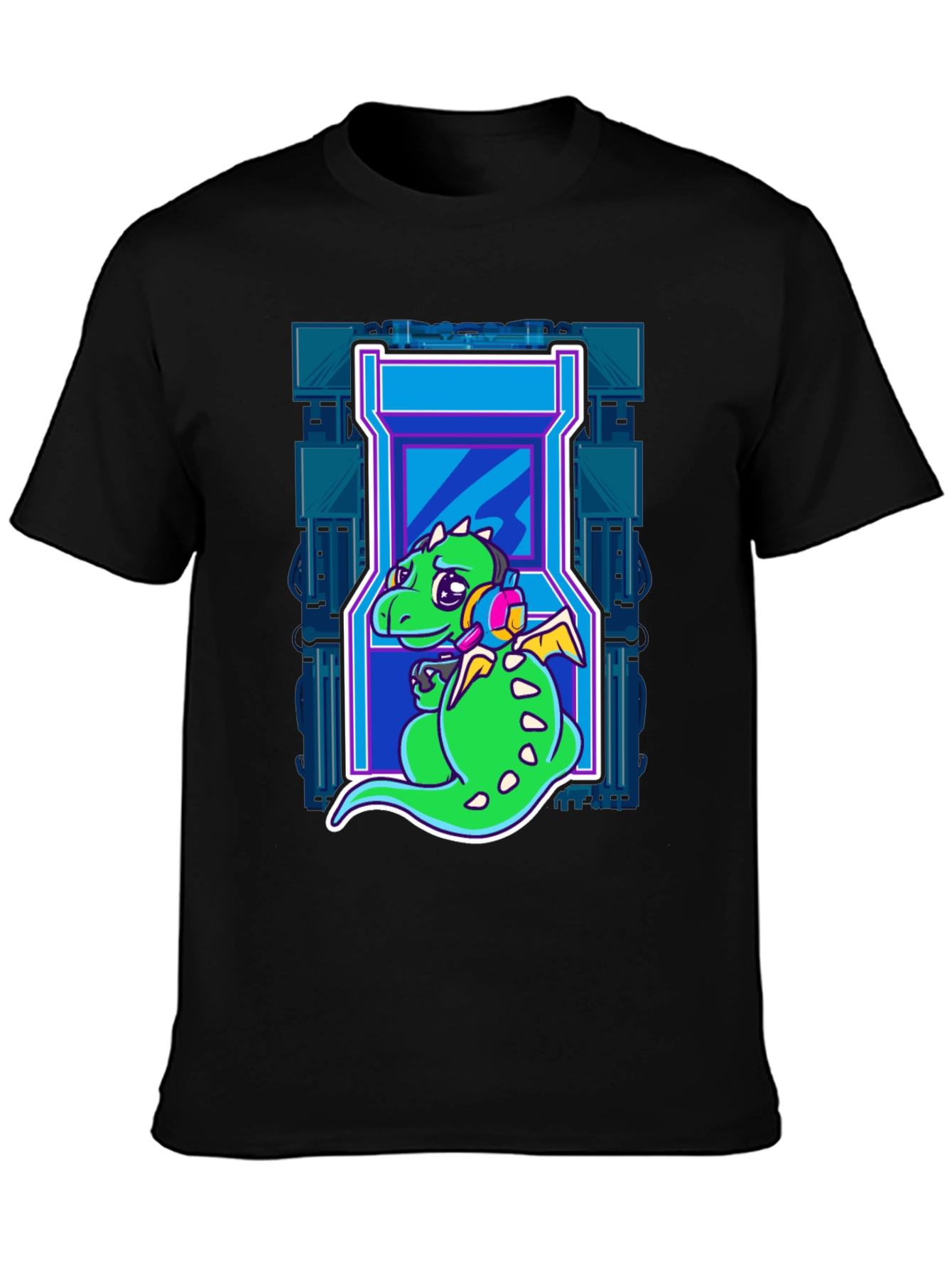 Gamer Dragon T-Shirt - Retro Arcade Style
