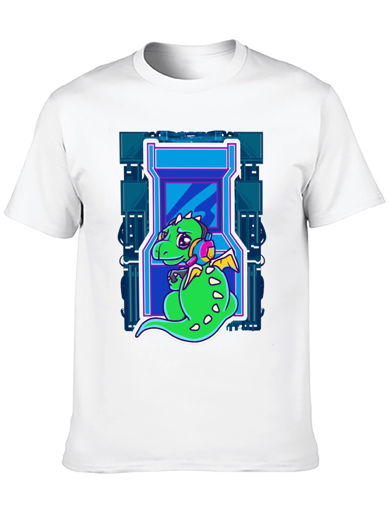 Gamer Dragon T-Shirt - Retro Arcade Style