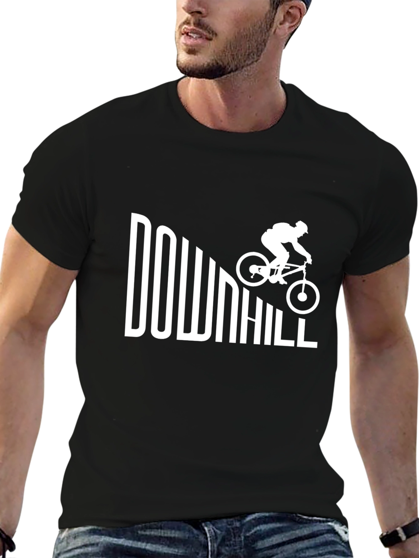 Downhill Biking Graphic Tee - Black