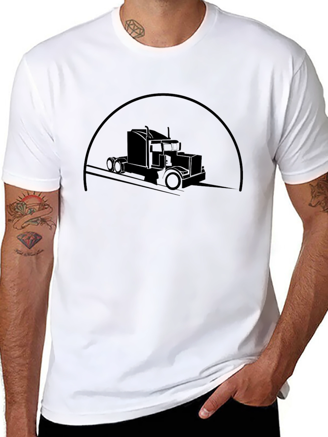 Trucker Silhouette Graphic T-Shirt - Classic Black Tee