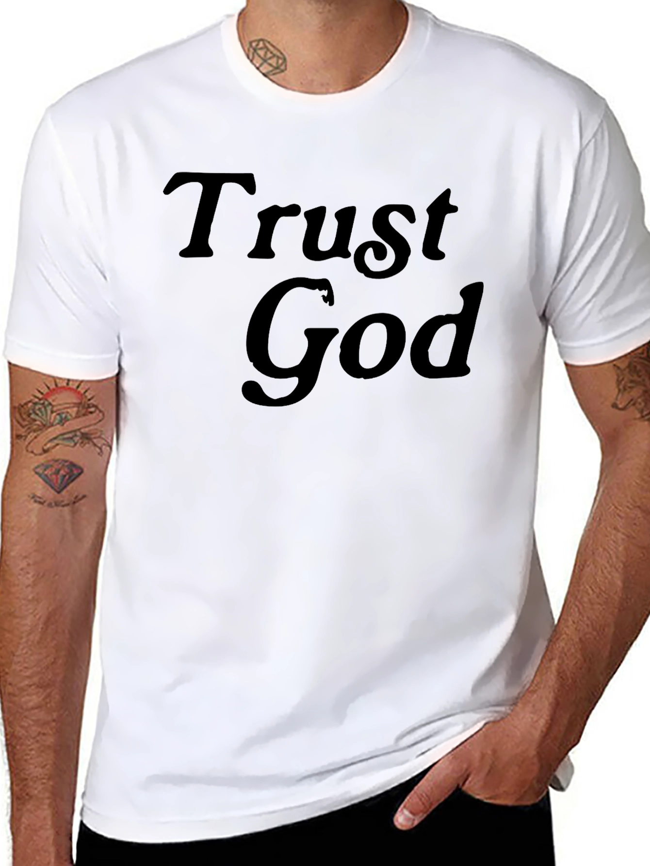 Trust God Graphic Tee - Black Casual T-Shirt