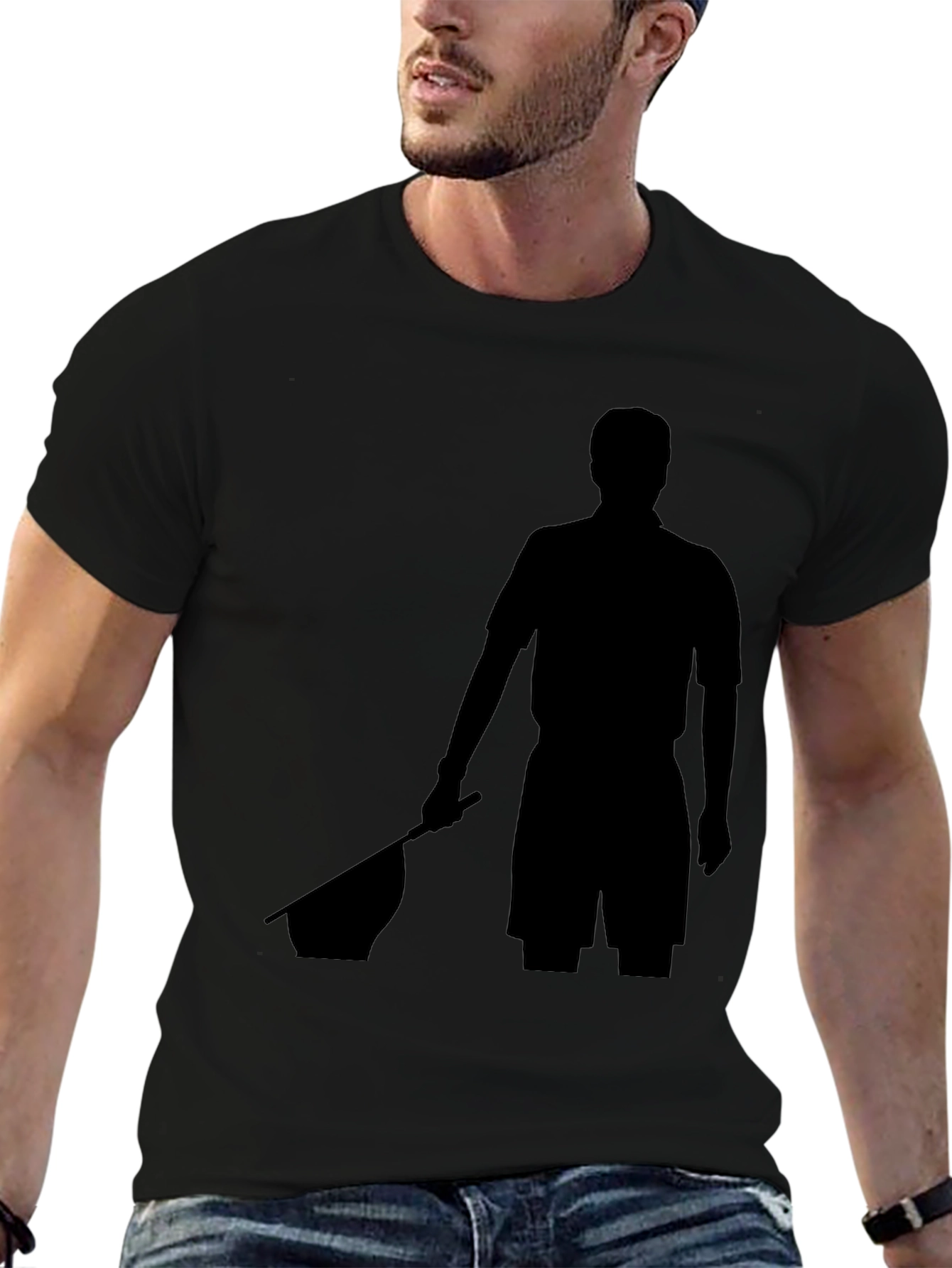 Black T-Shirt with Silhouette Graphic