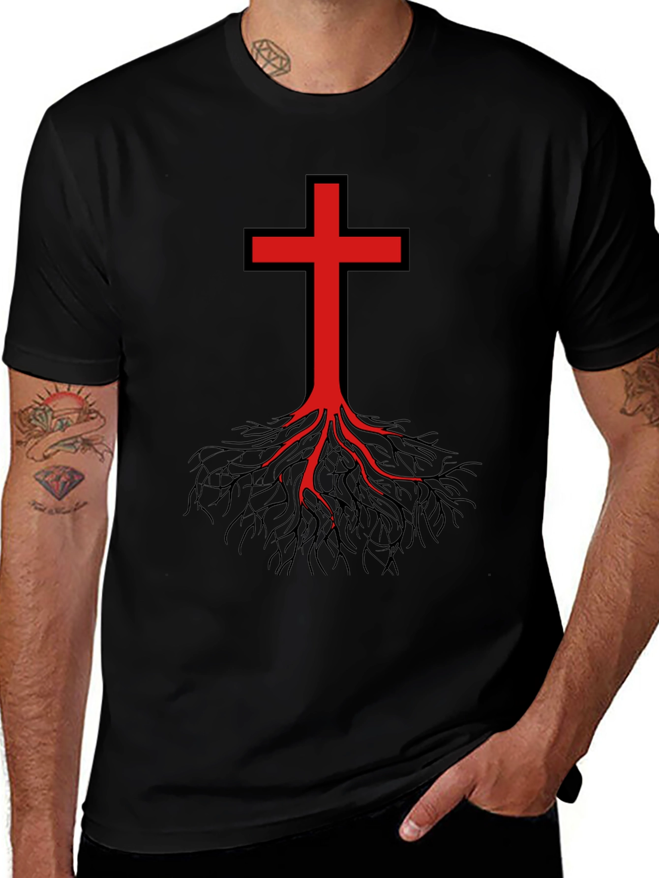 Rooted Cross Graphic T-Shirt - Stylish Christian Apparel