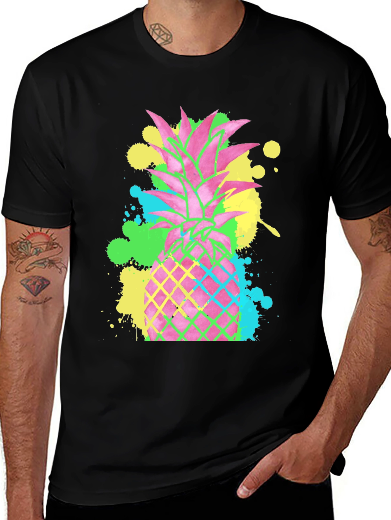 Neon Pineapple Graphic T-Shirt