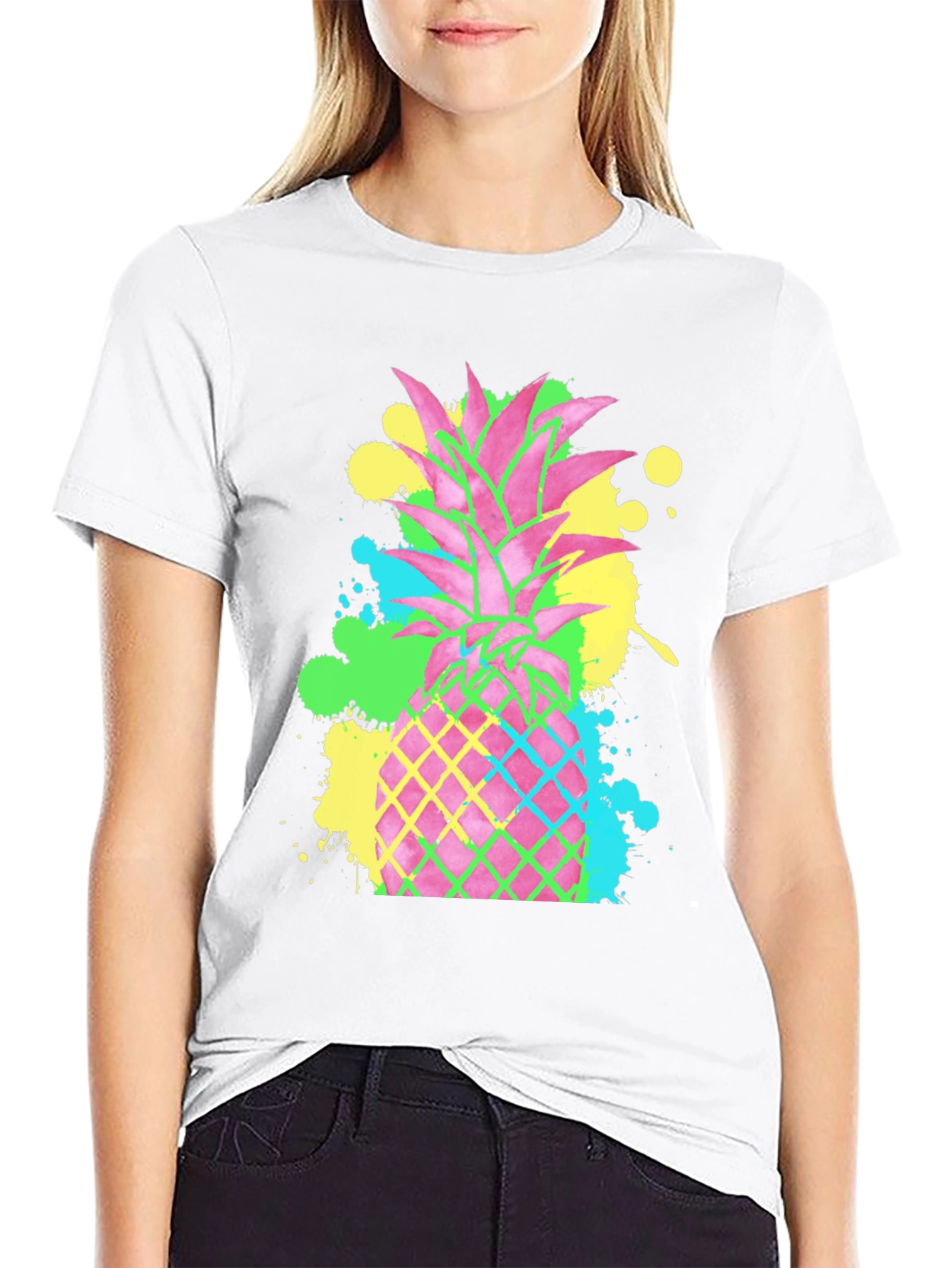 Neon Pineapple Graphic T-Shirt