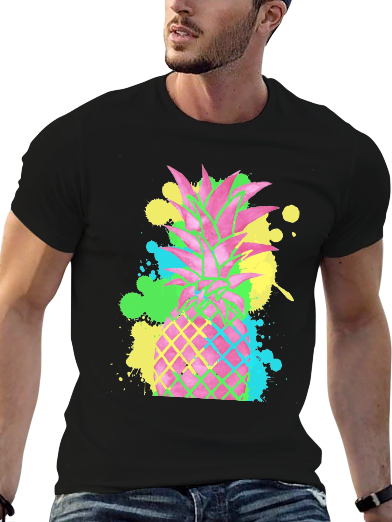 Neon Pineapple Graphic T-Shirt