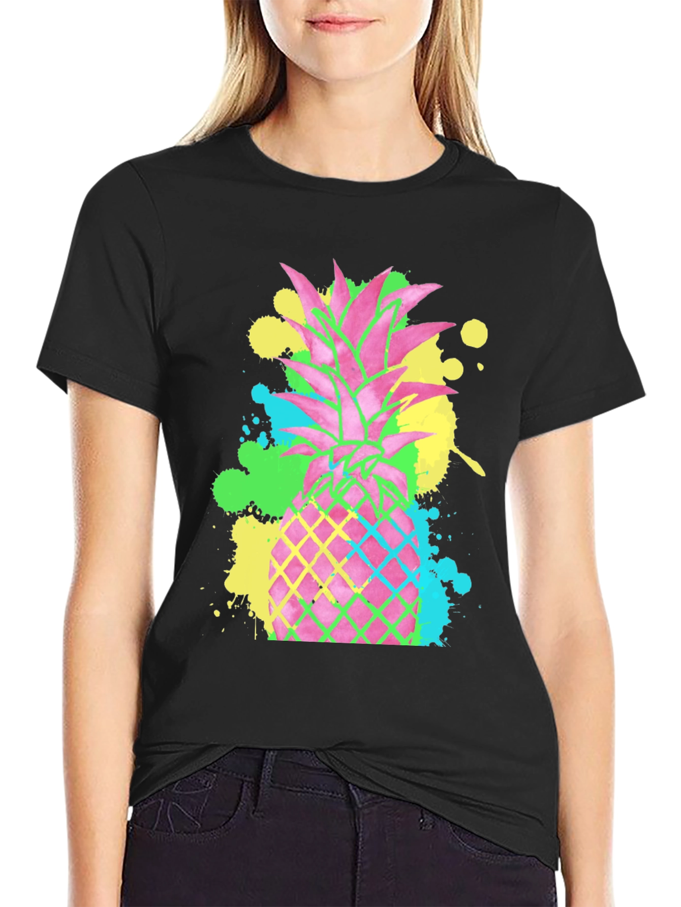Neon Pineapple Graphic T-Shirt