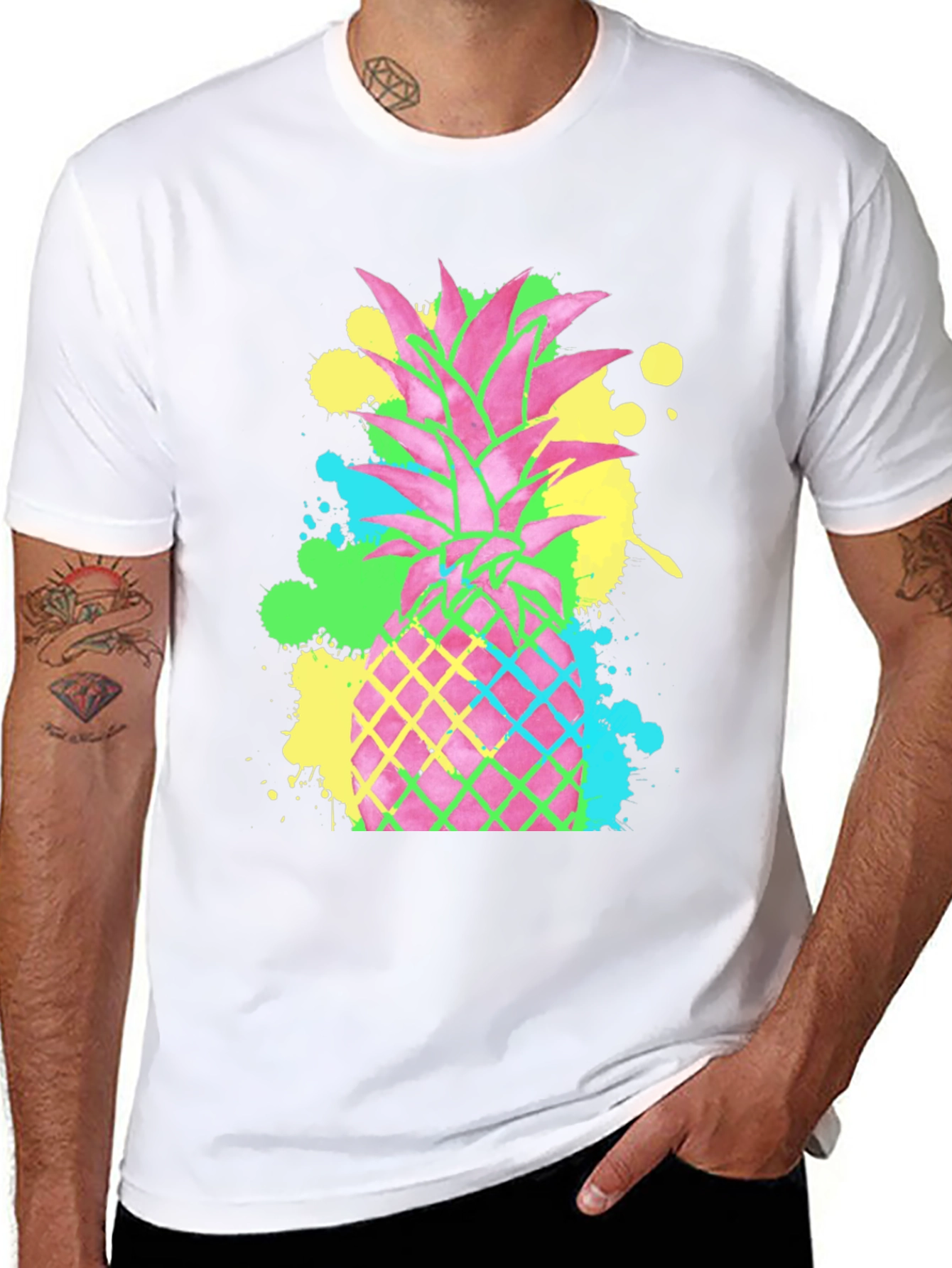 Neon Pineapple Graphic T-Shirt