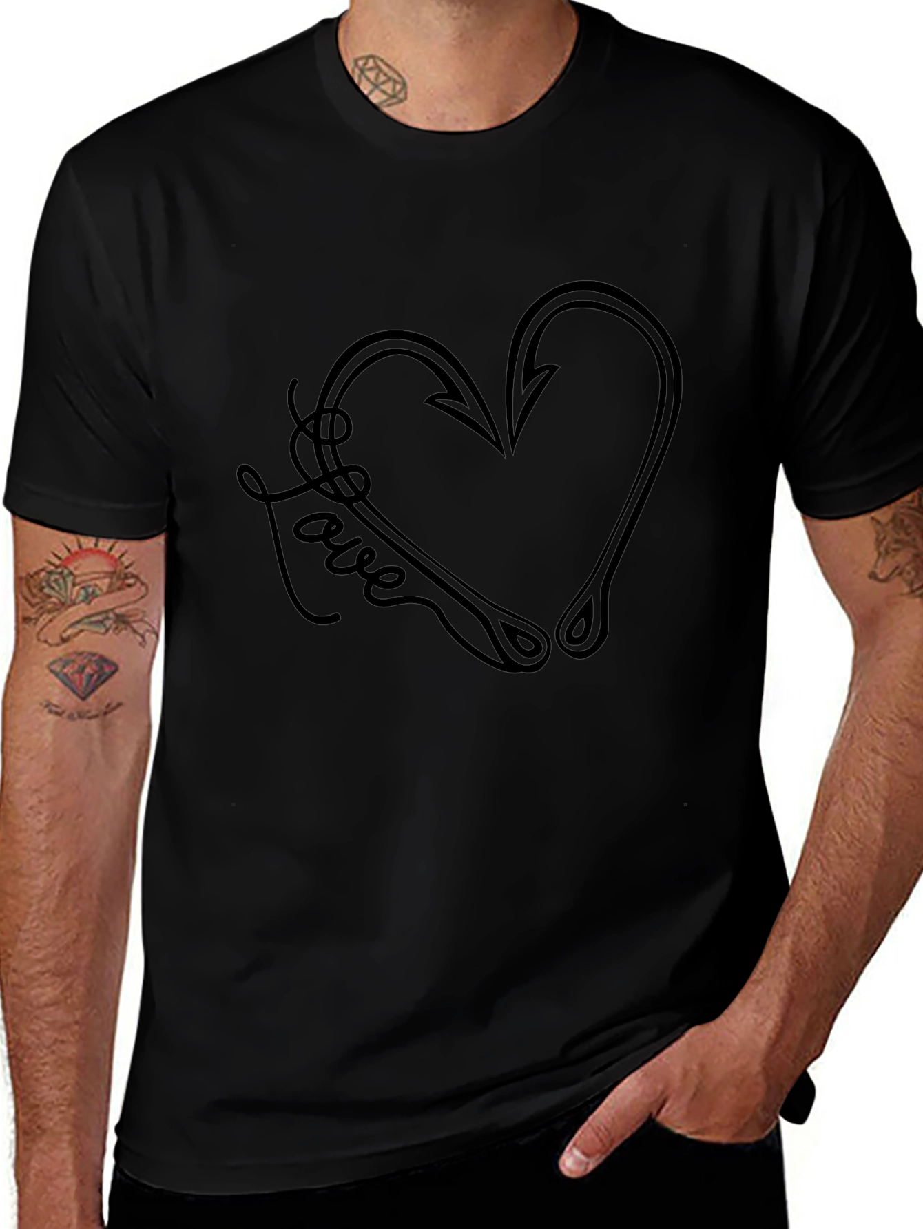 Fishing Hook Heart Love T-Shirt