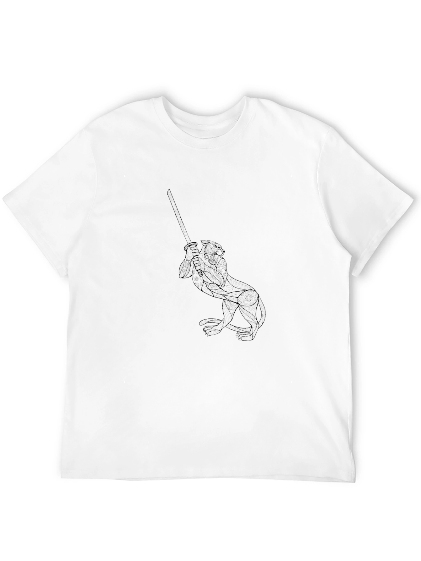 Black T-Shirt with Abstract Otter Graphic