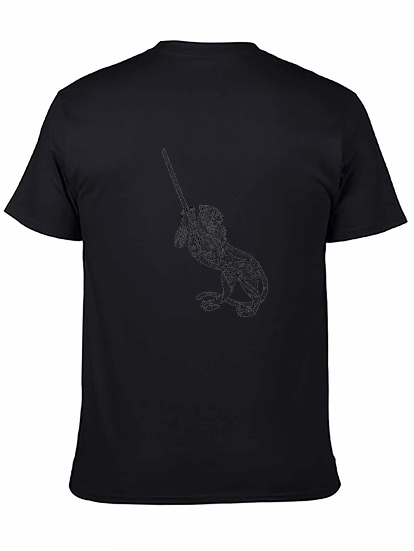 Black T-Shirt with Abstract Otter Graphic