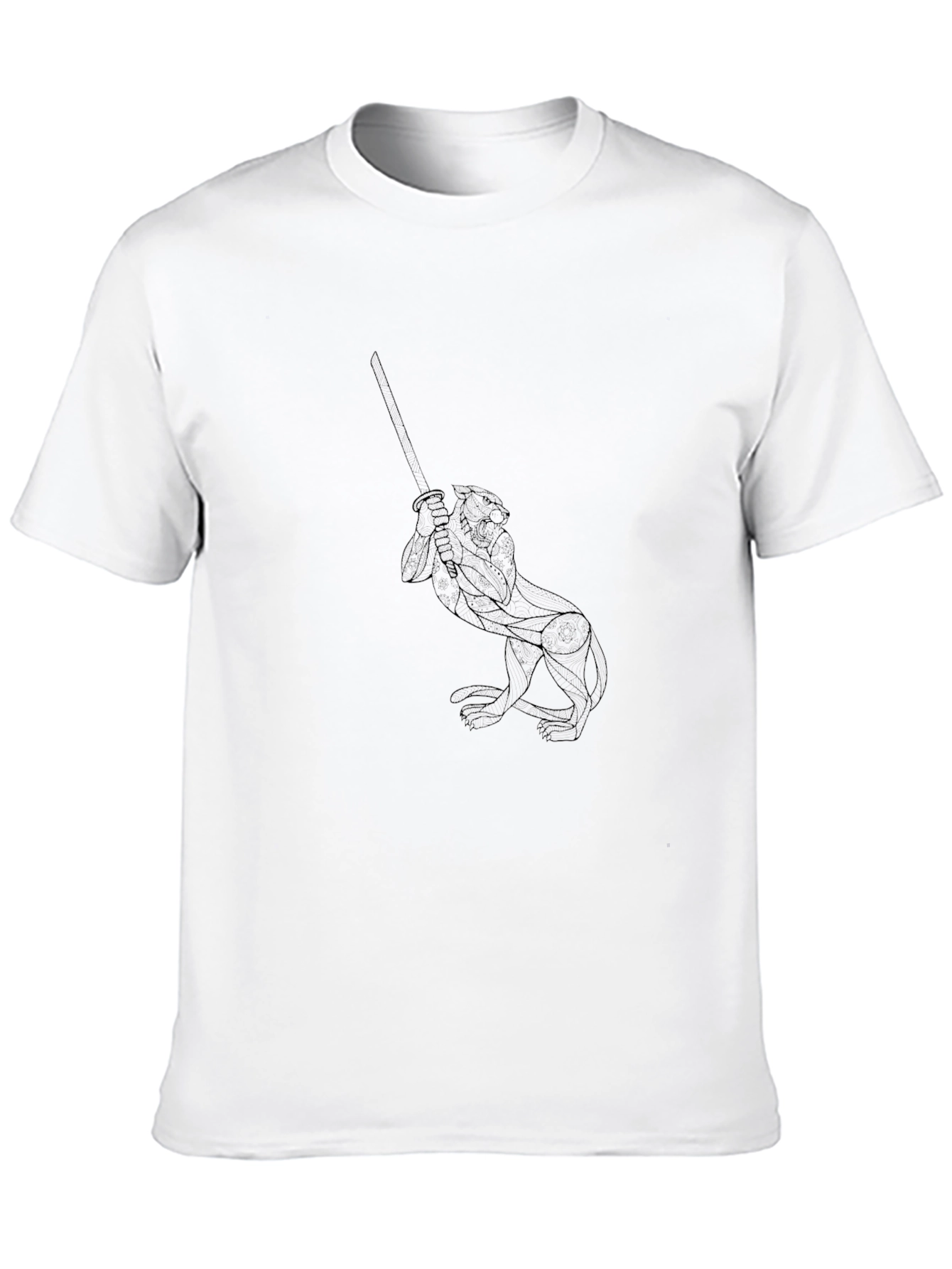 Black T-Shirt with Abstract Otter Graphic
