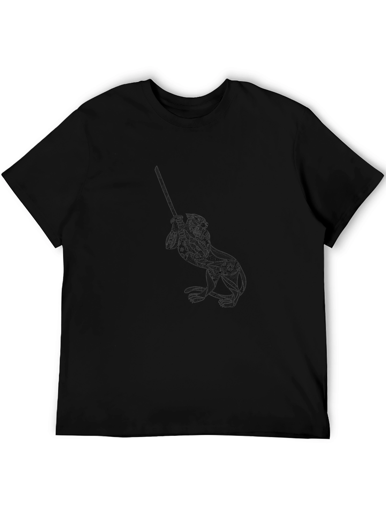 Black T-Shirt with Abstract Otter Graphic