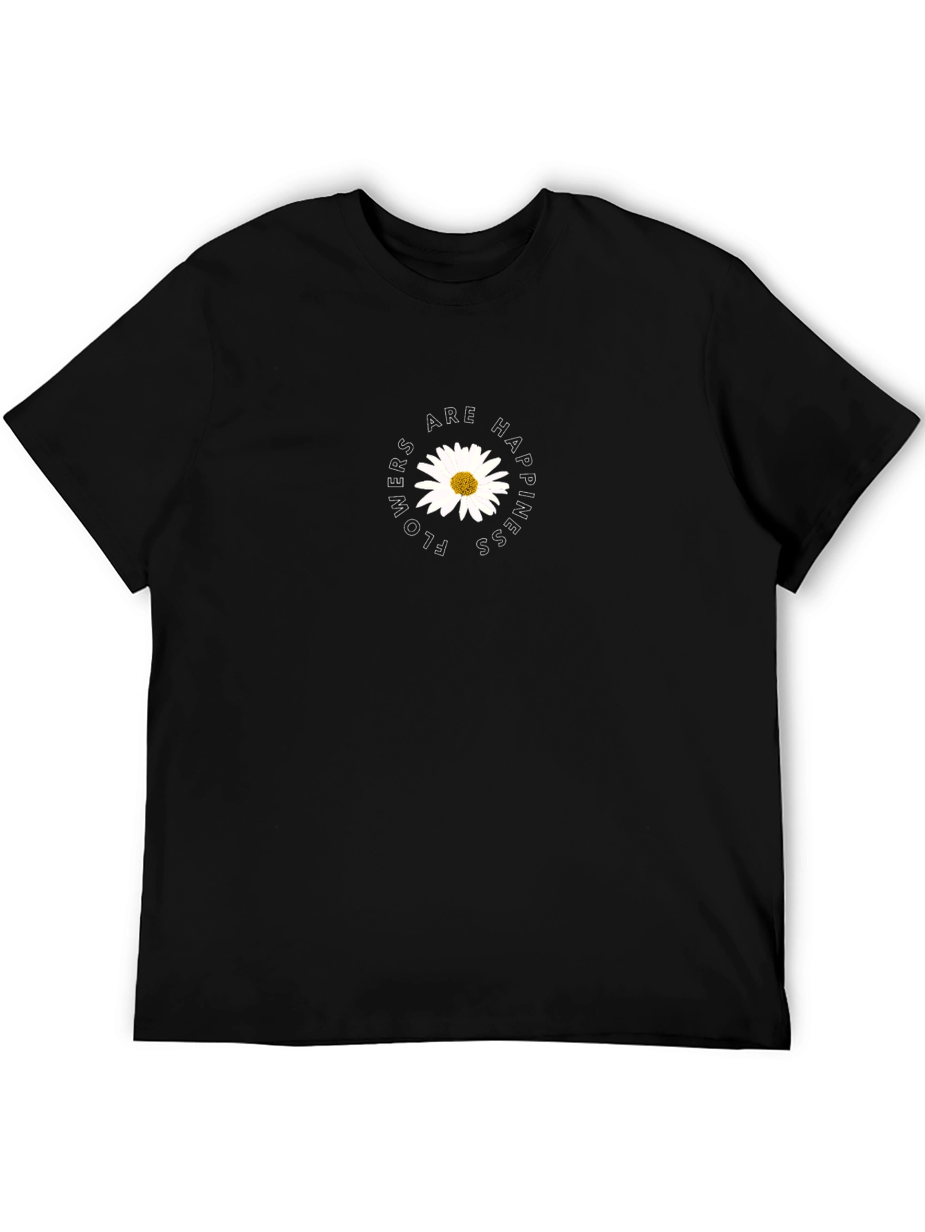 Flowers are Happiness Tee - Black Unisex
