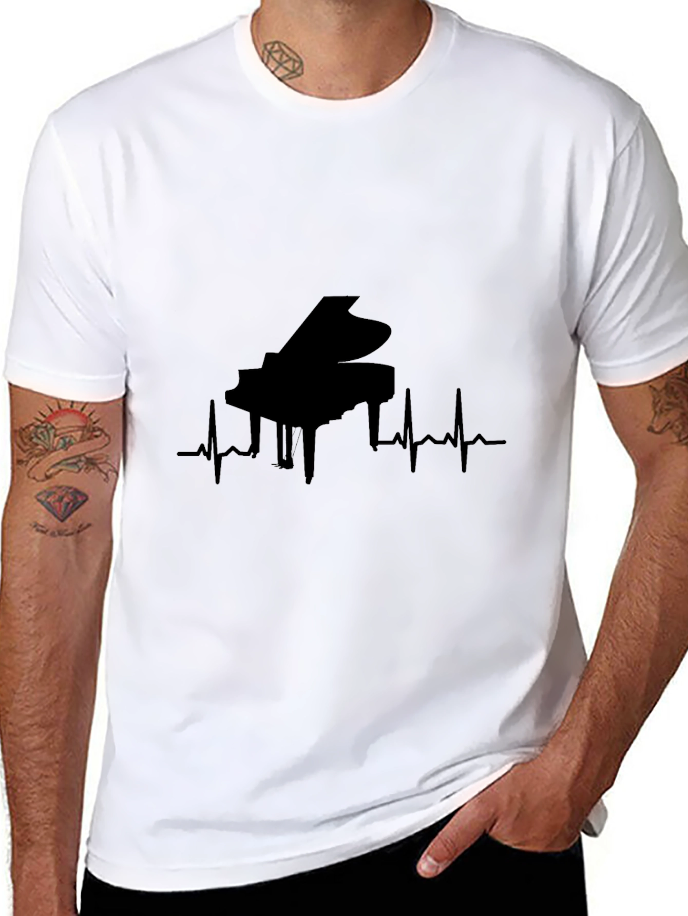 Piano Heartbeat Graphic T-Shirt