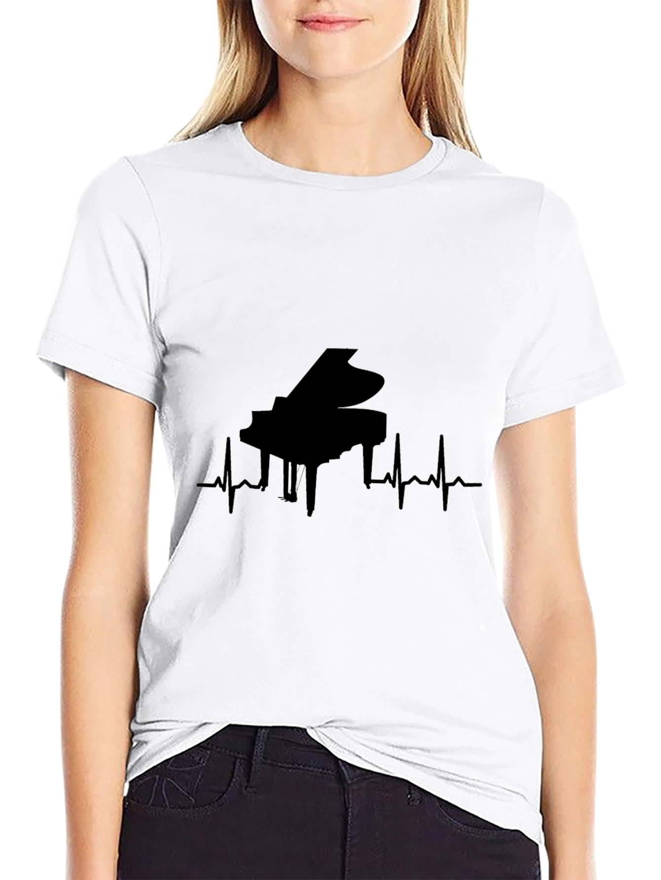Piano Heartbeat Graphic T-Shirt