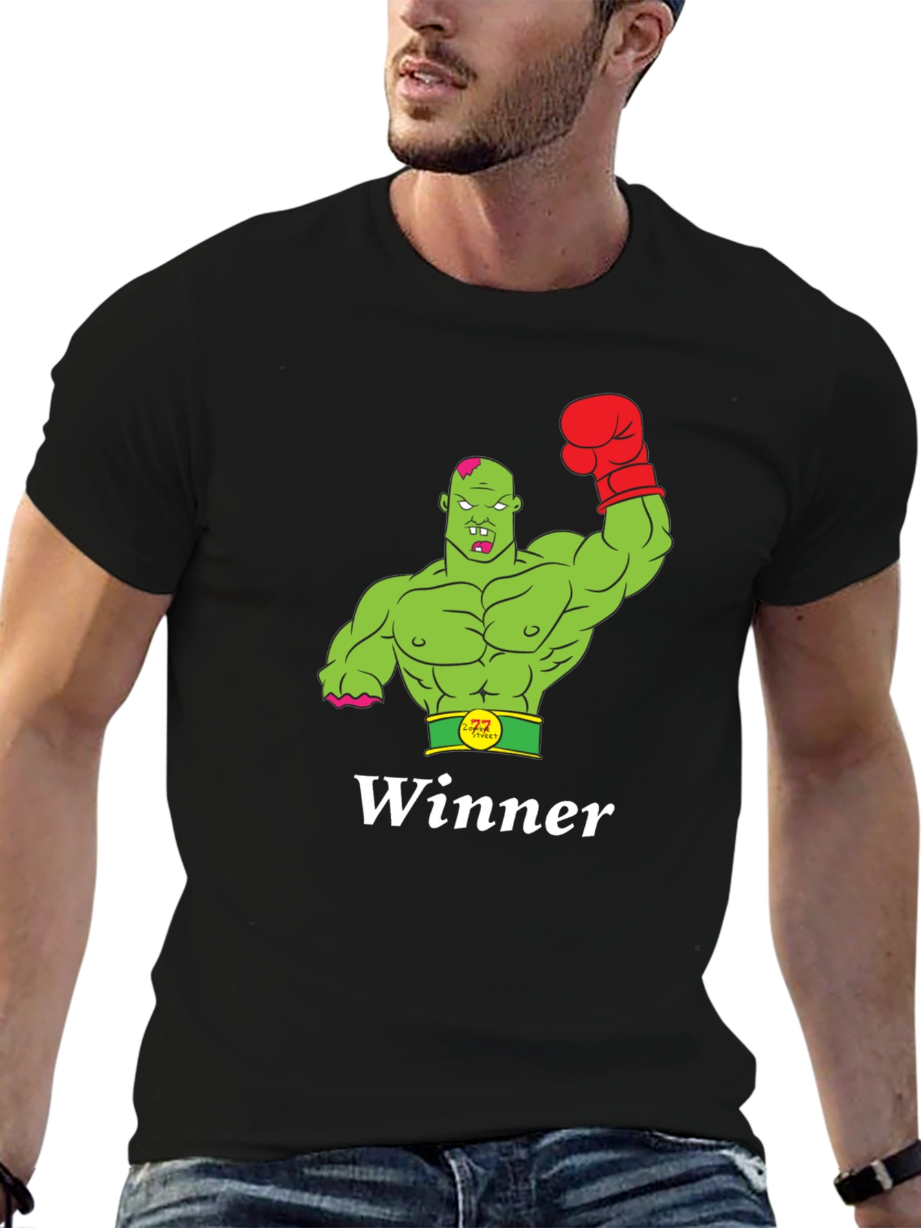 Winner Zombie Boxer Graphic Tee - Black