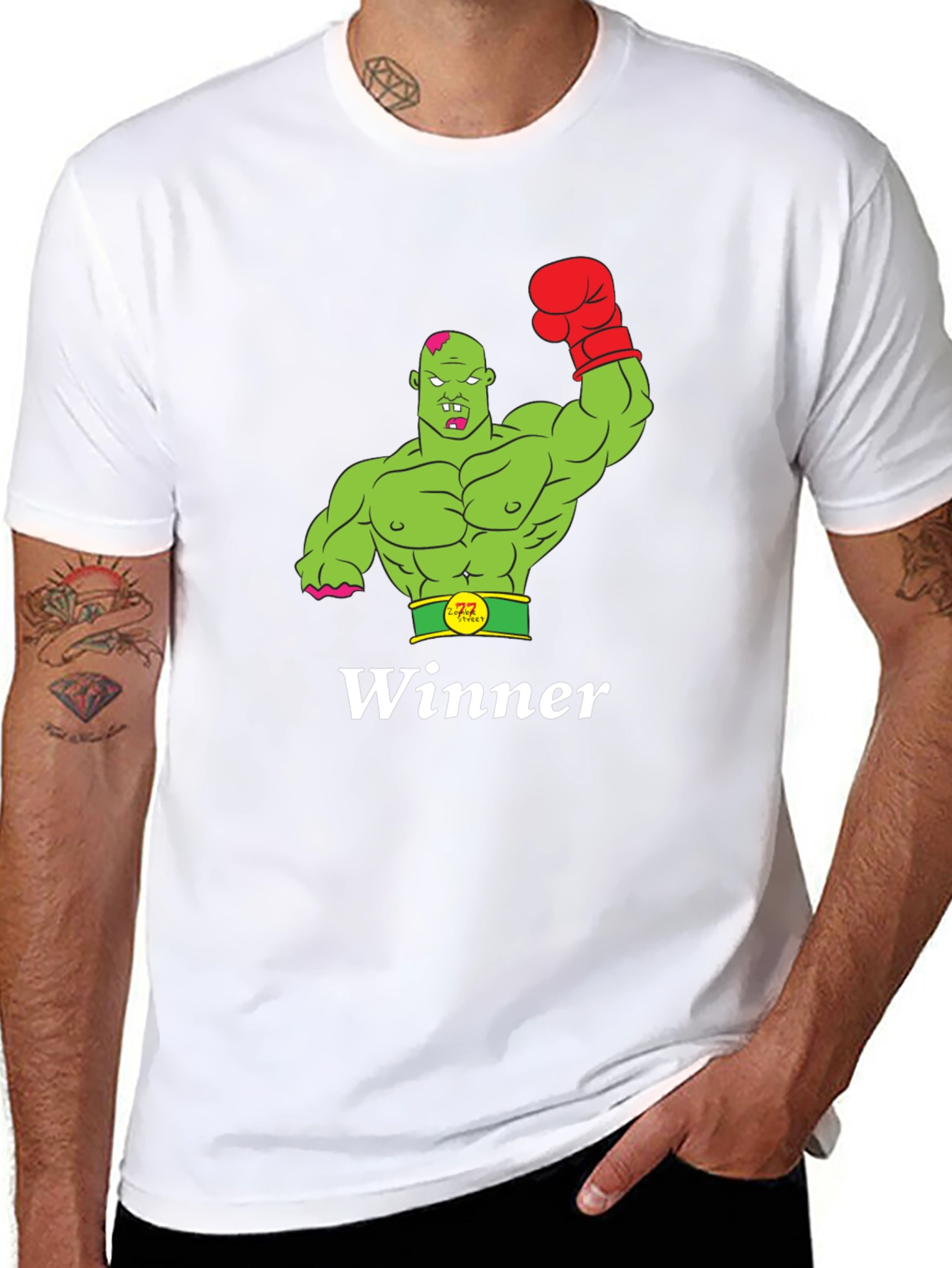 Winner Zombie Boxer Graphic Tee - Black