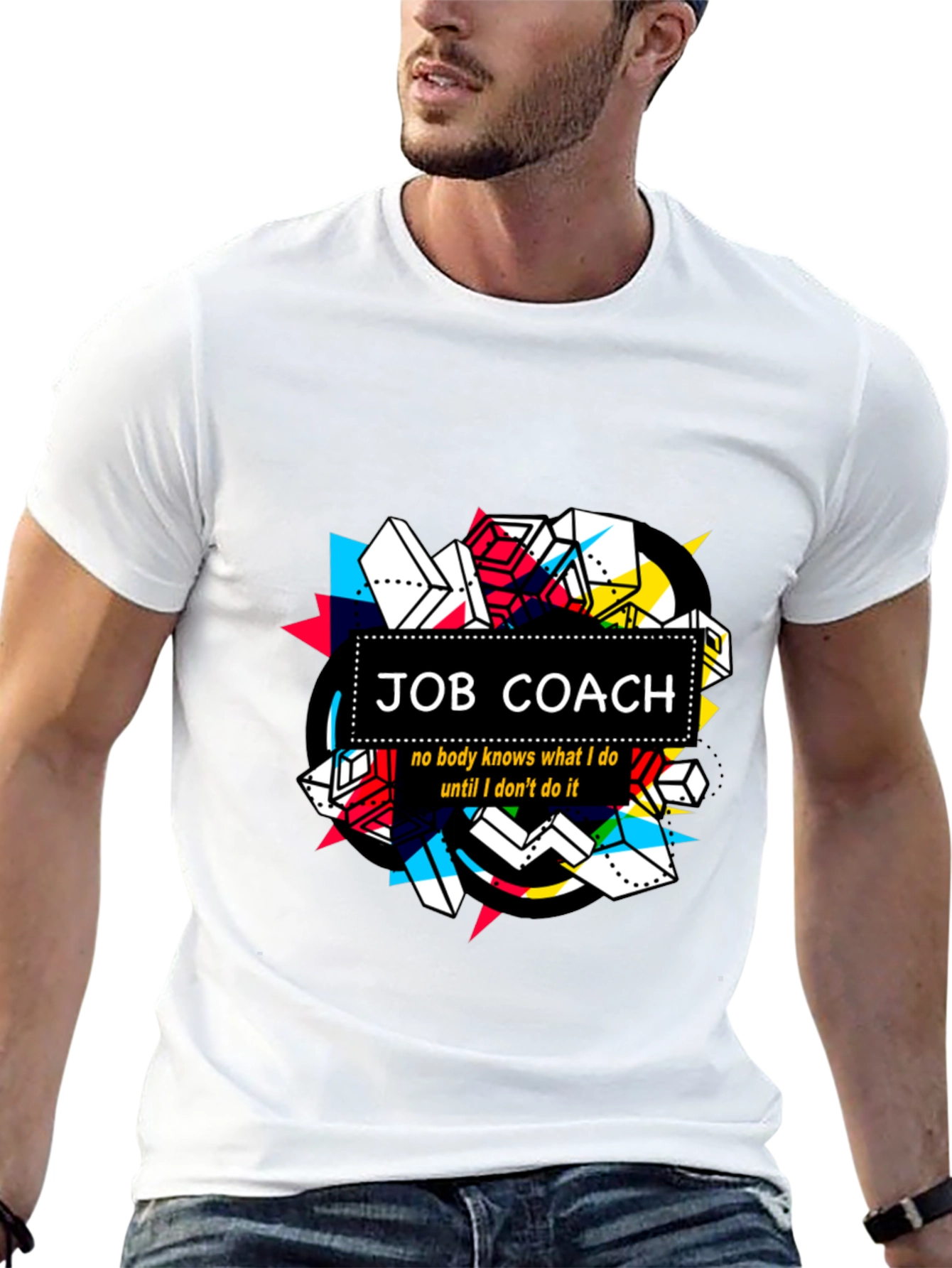 Job Coach T-Shirt: Unique Geometric Design Soft Cotton Tee