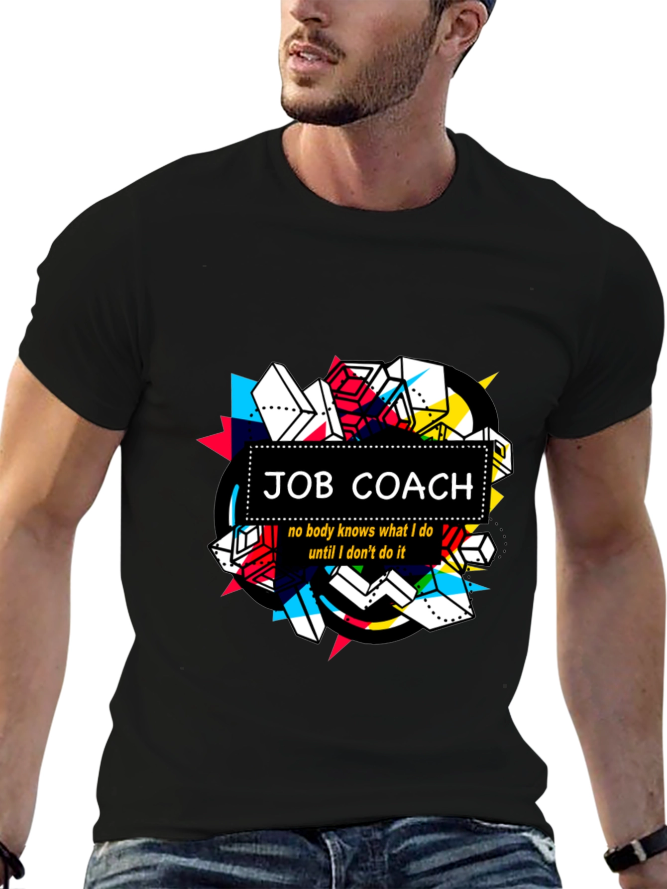 Job Coach T-Shirt: Unique Geometric Design Soft Cotton Tee