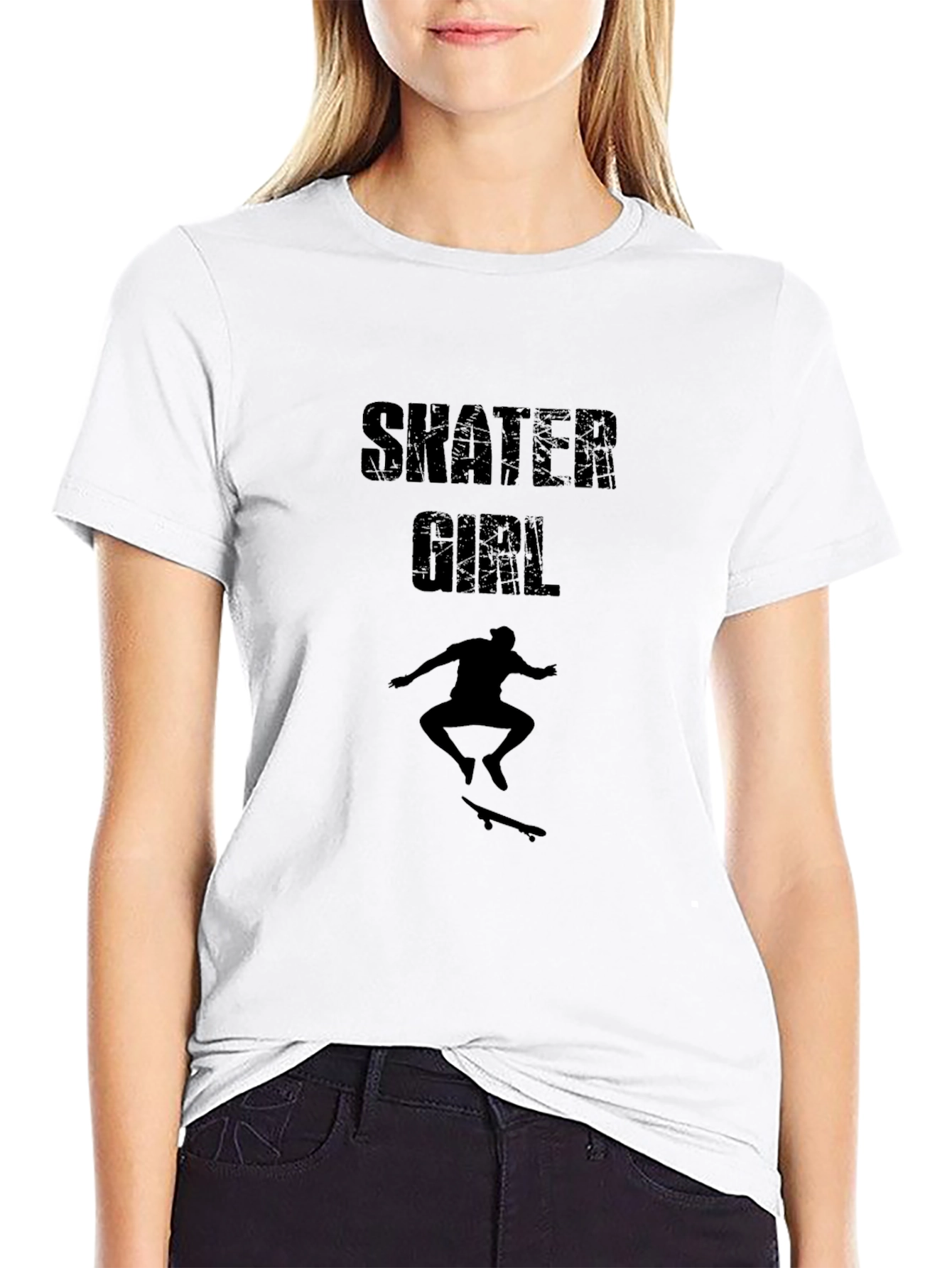 Skater Girl Graphic Tee - Black