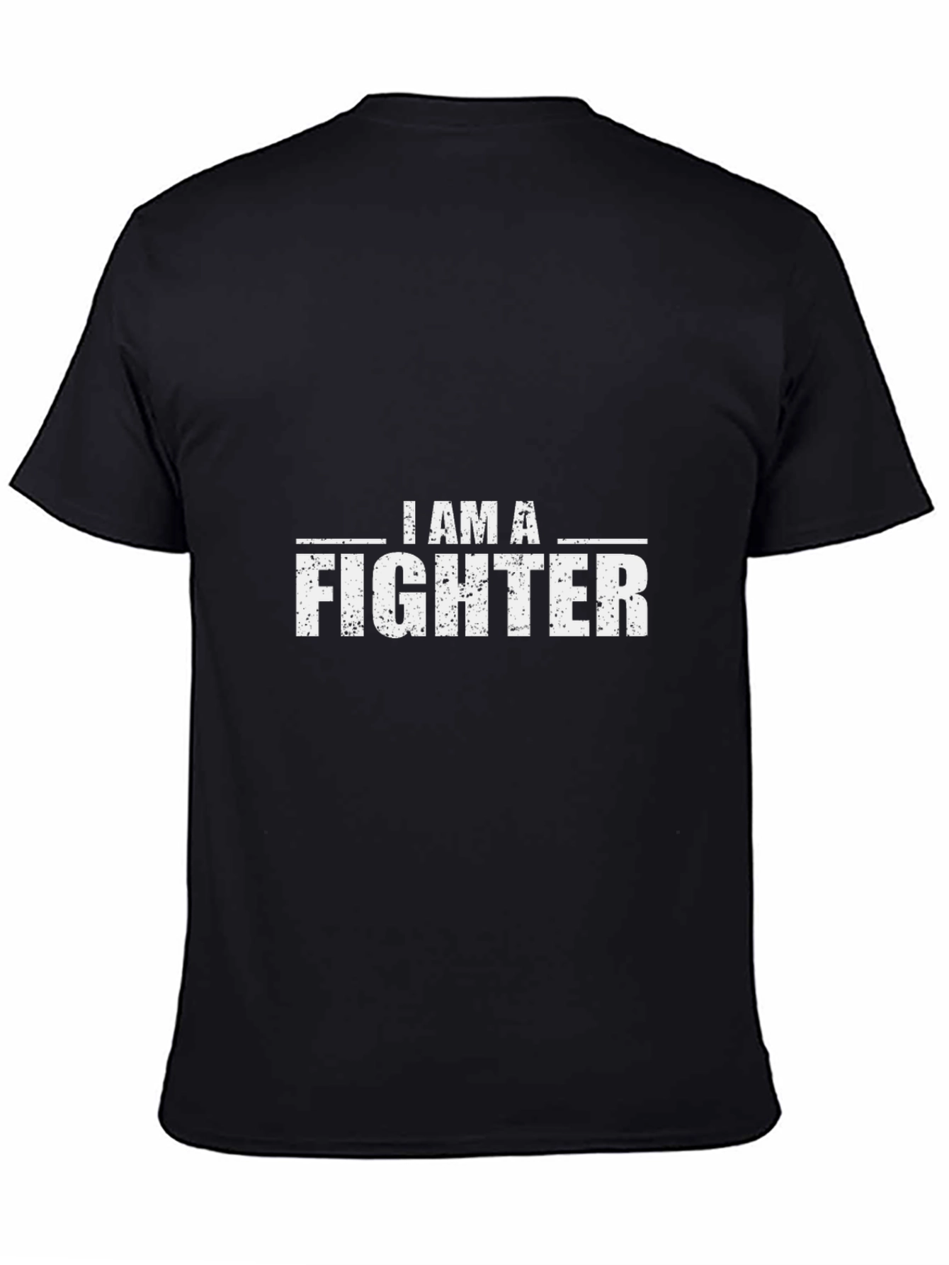 I AM A FIGHTER Graphic Print Black T-Shirt