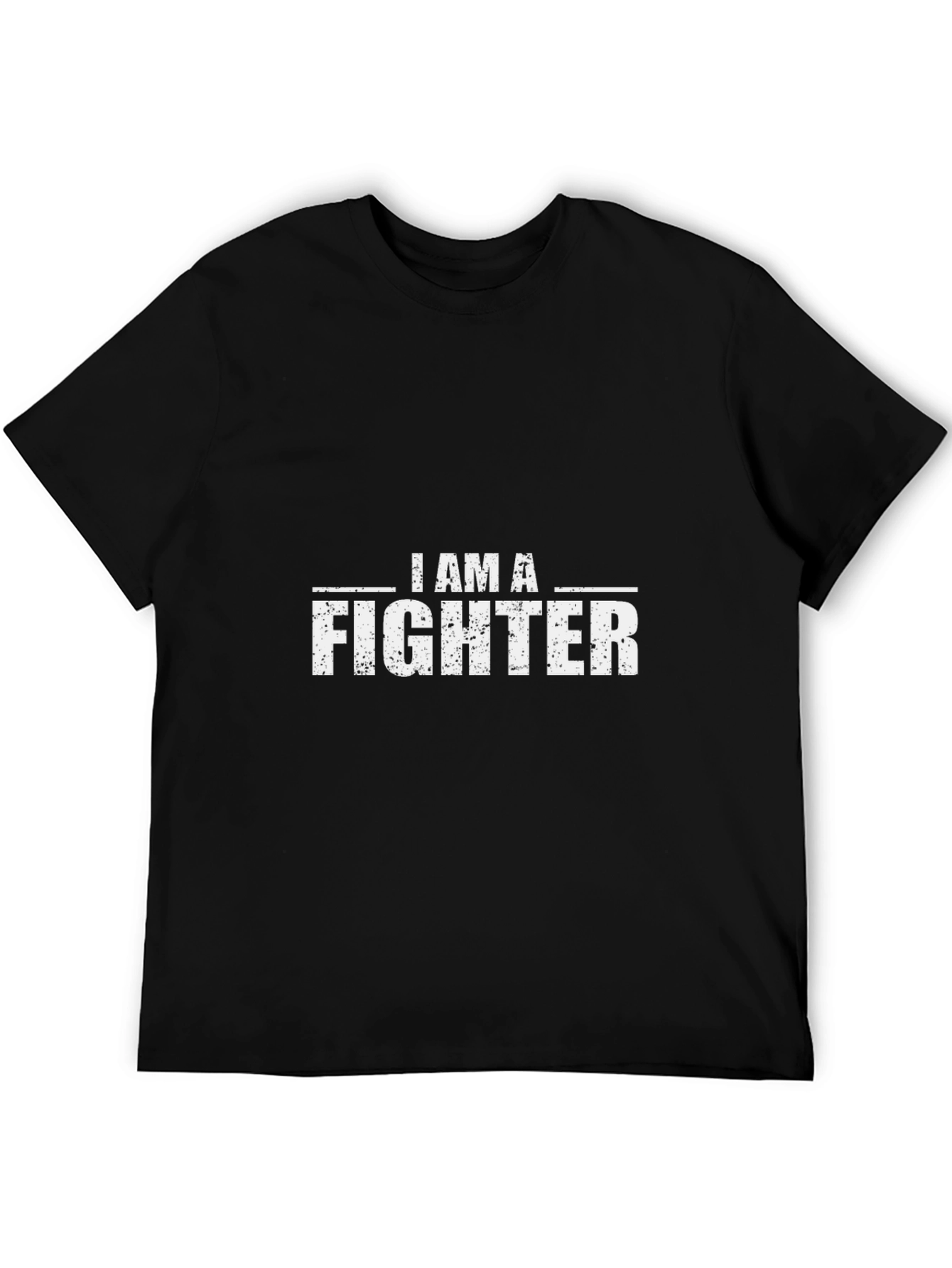 I AM A FIGHTER Graphic Print Black T-Shirt