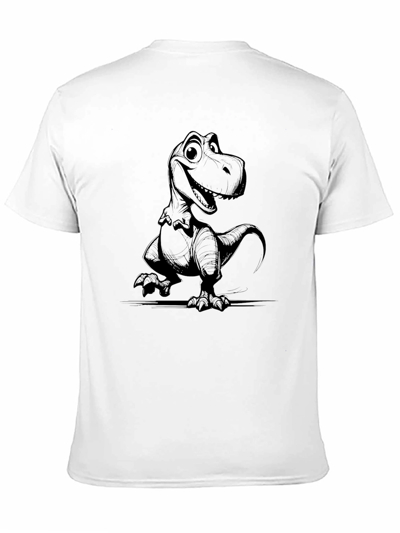 Cartoon Dinosaur Graphic T-Shirt - Black