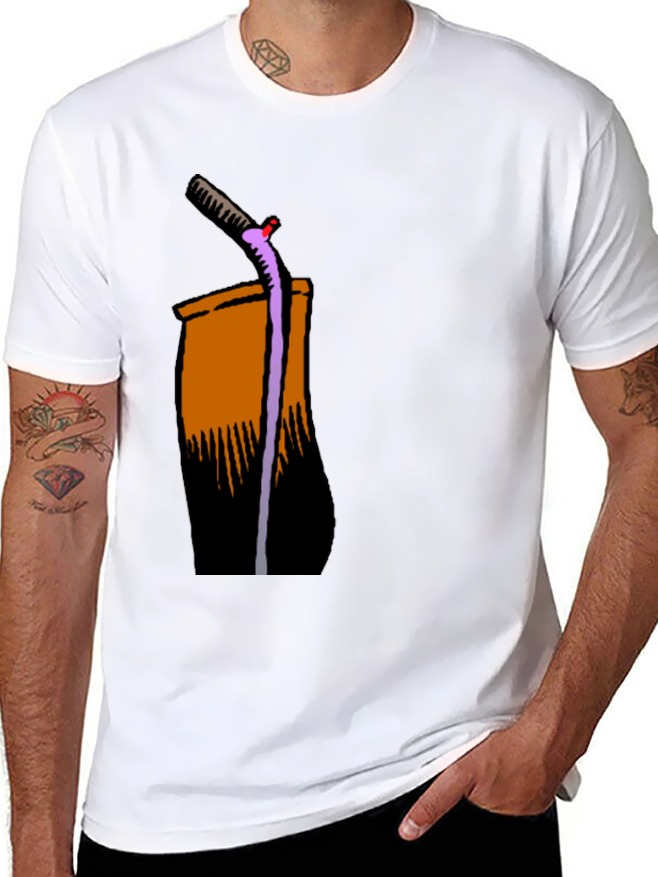Cool Cartoon Drink on Black T-Shirt