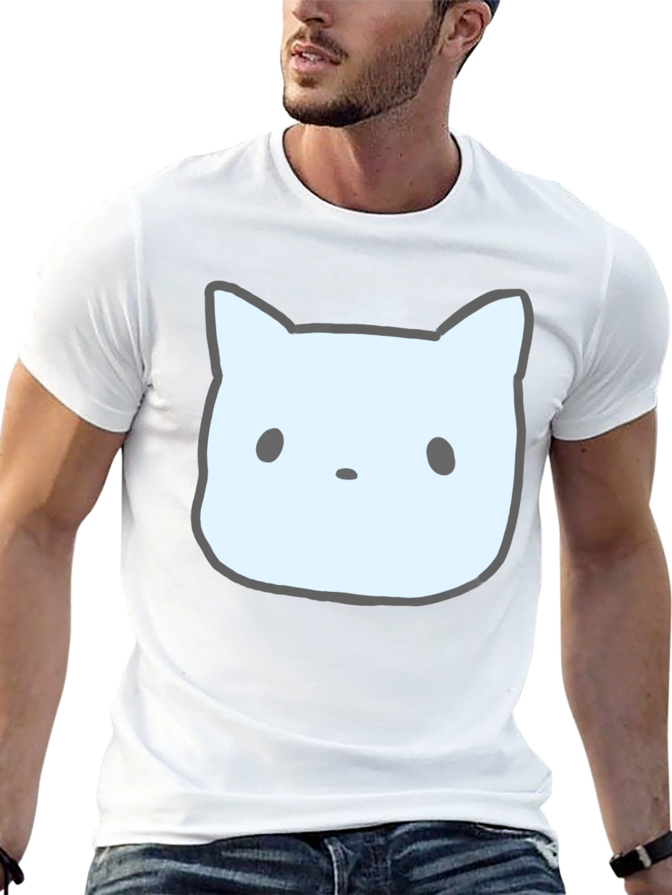 Cute Cat Face Graphic Tee - Unisex Black T-Shirt