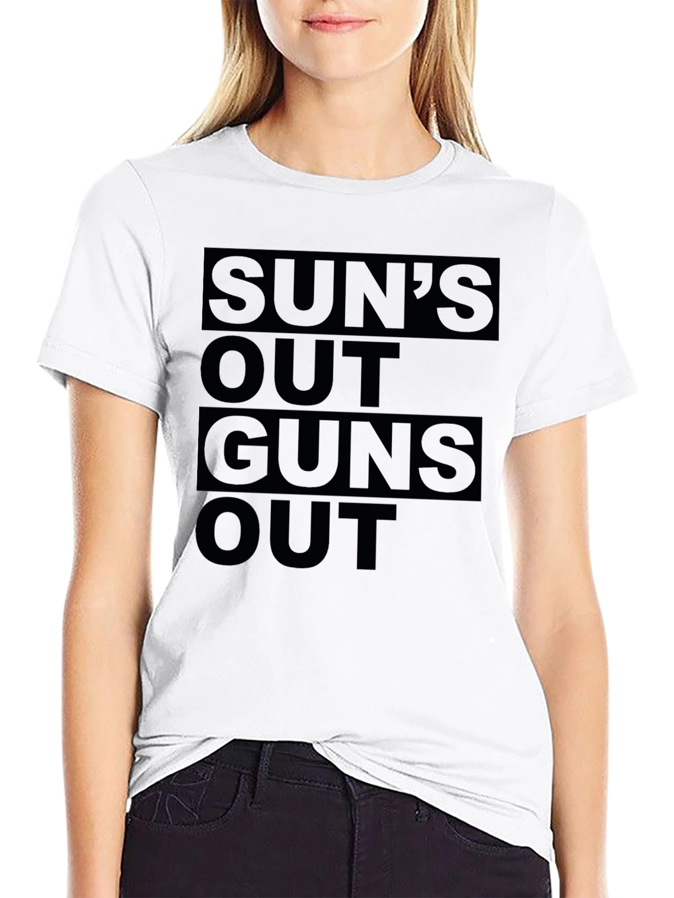 Suns Out Guns Out Black Graphic T-Shirt