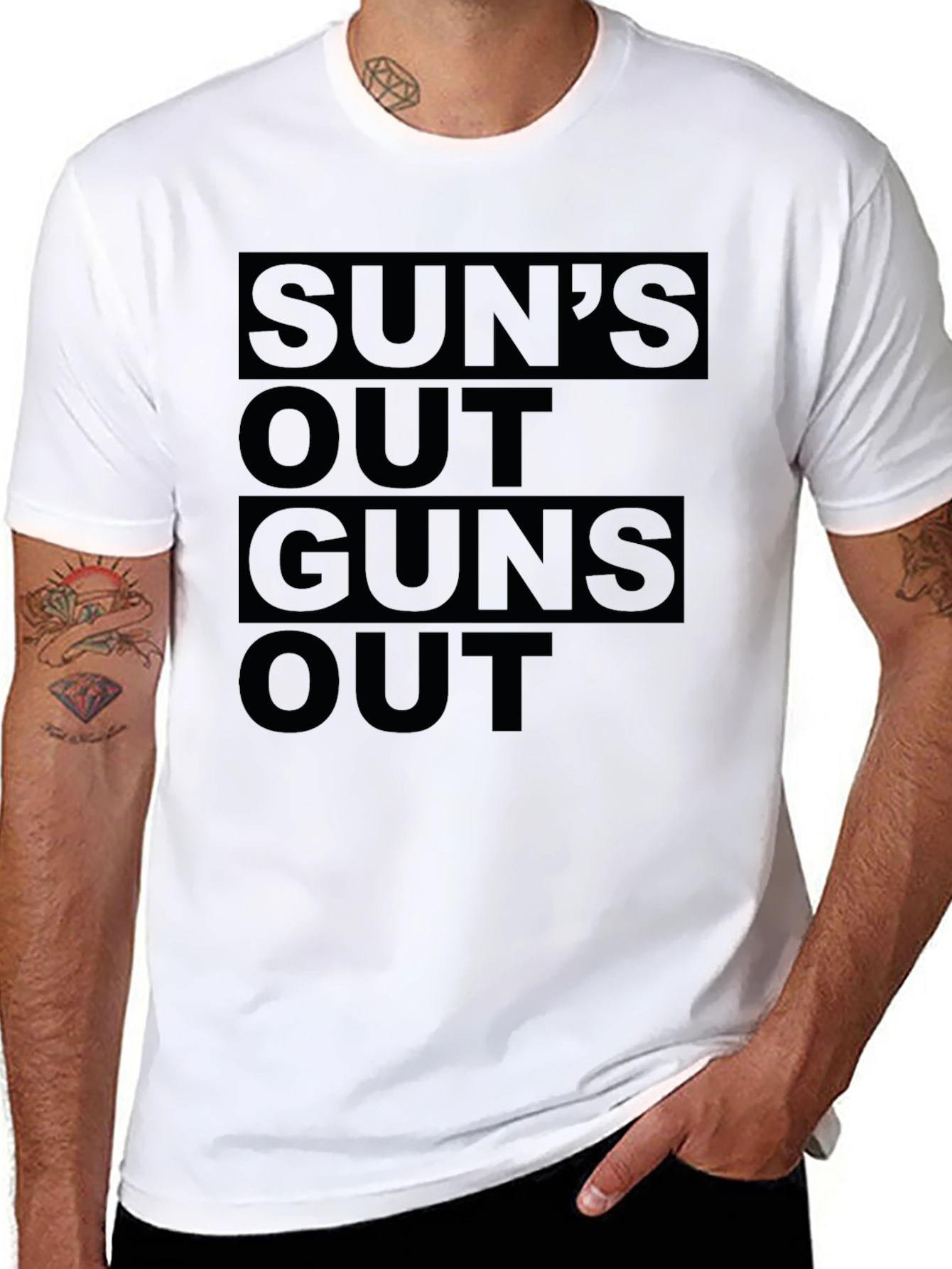 Suns Out Guns Out Black Graphic T-Shirt