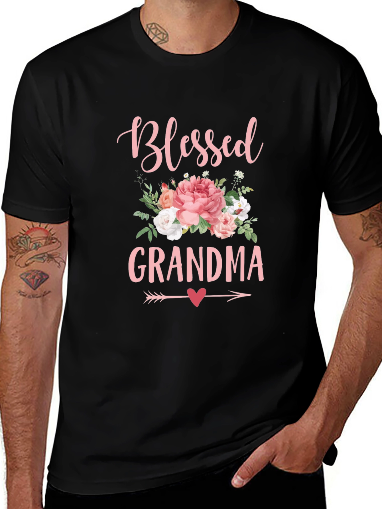 Blessed Grandma Floral Graphic T-Shirt