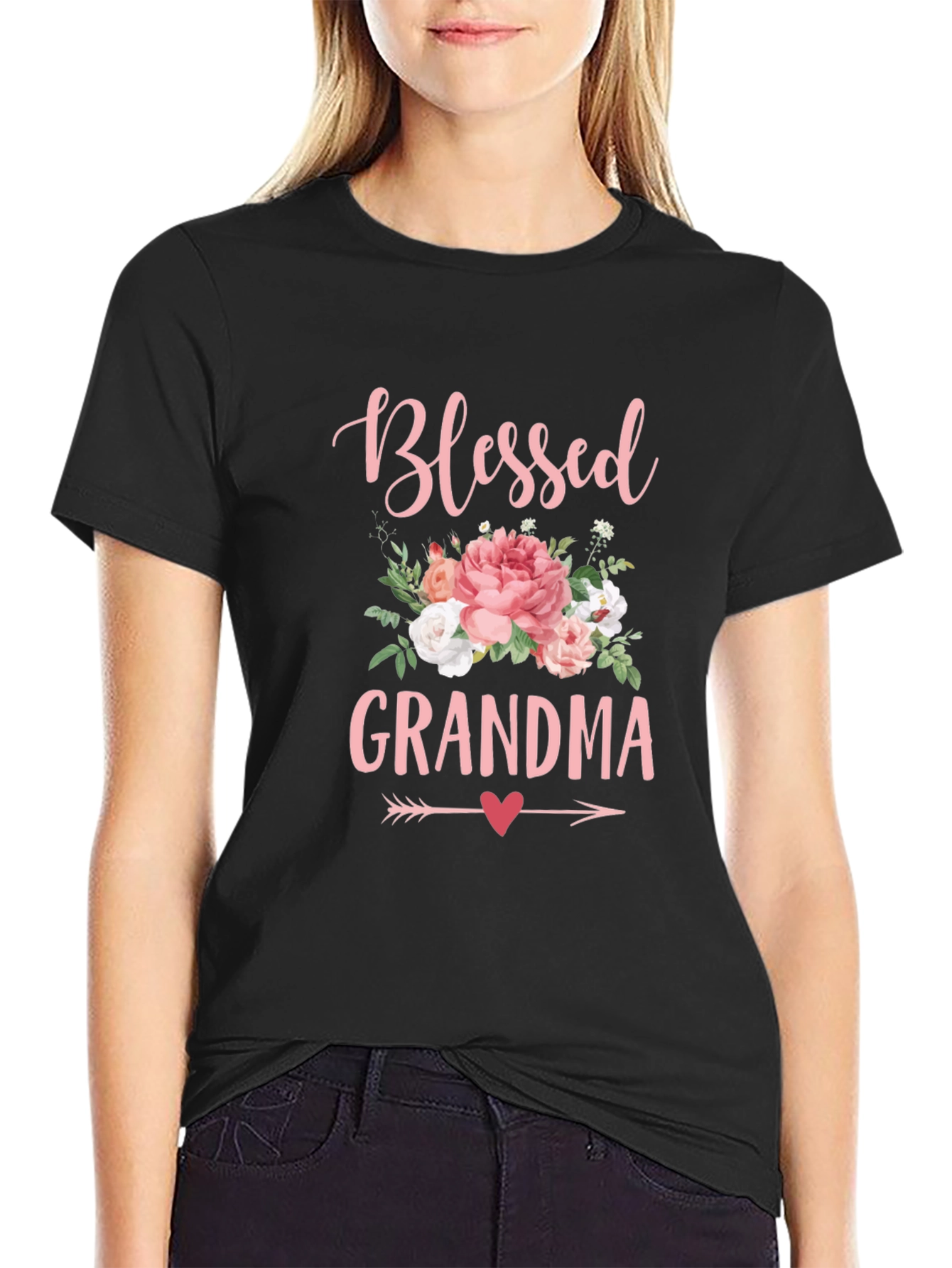 Blessed Grandma Floral Graphic T-Shirt
