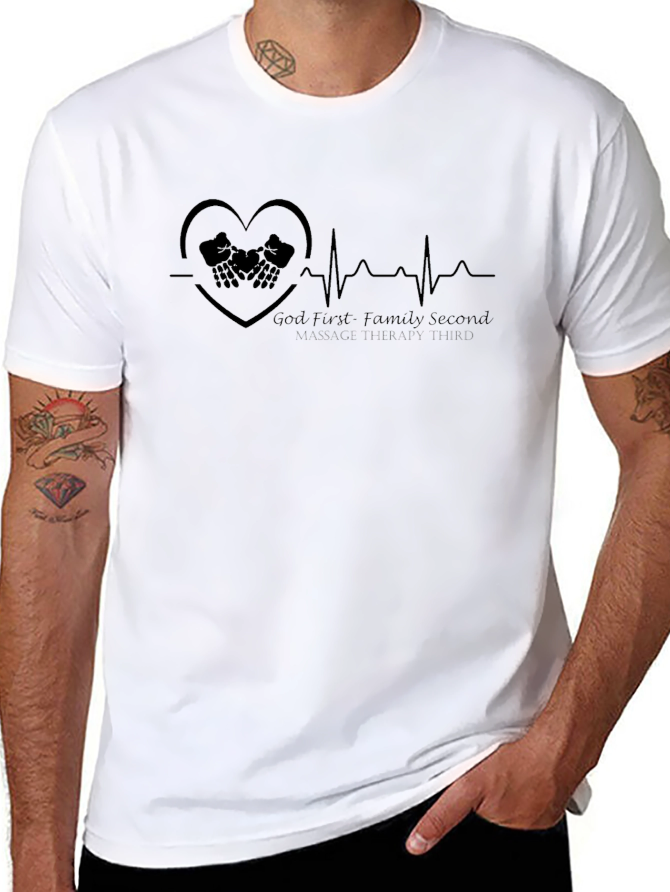 God First Family Second Massage Therapy Tee