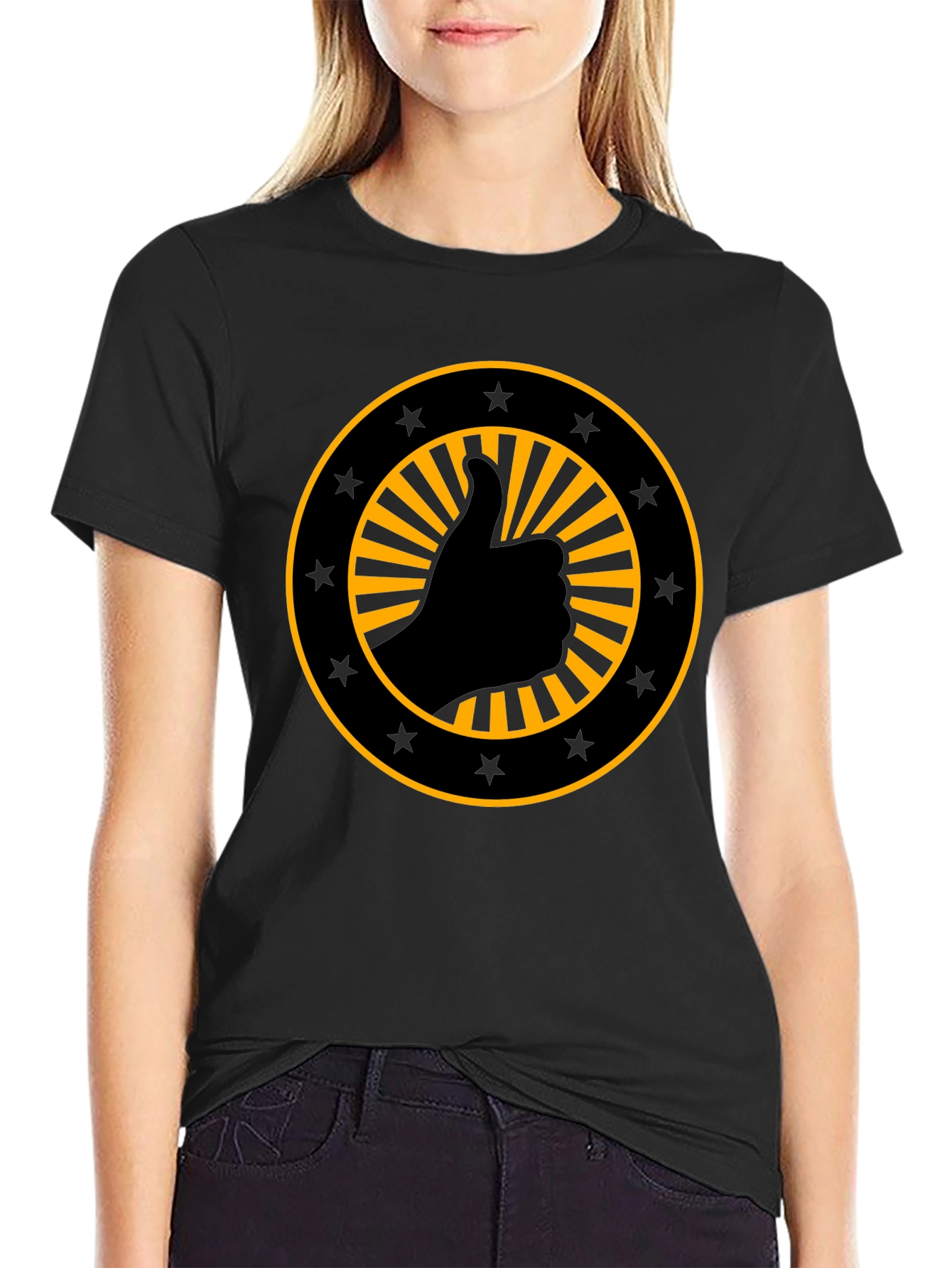 Thumbs Up Graphic Black T-Shirt