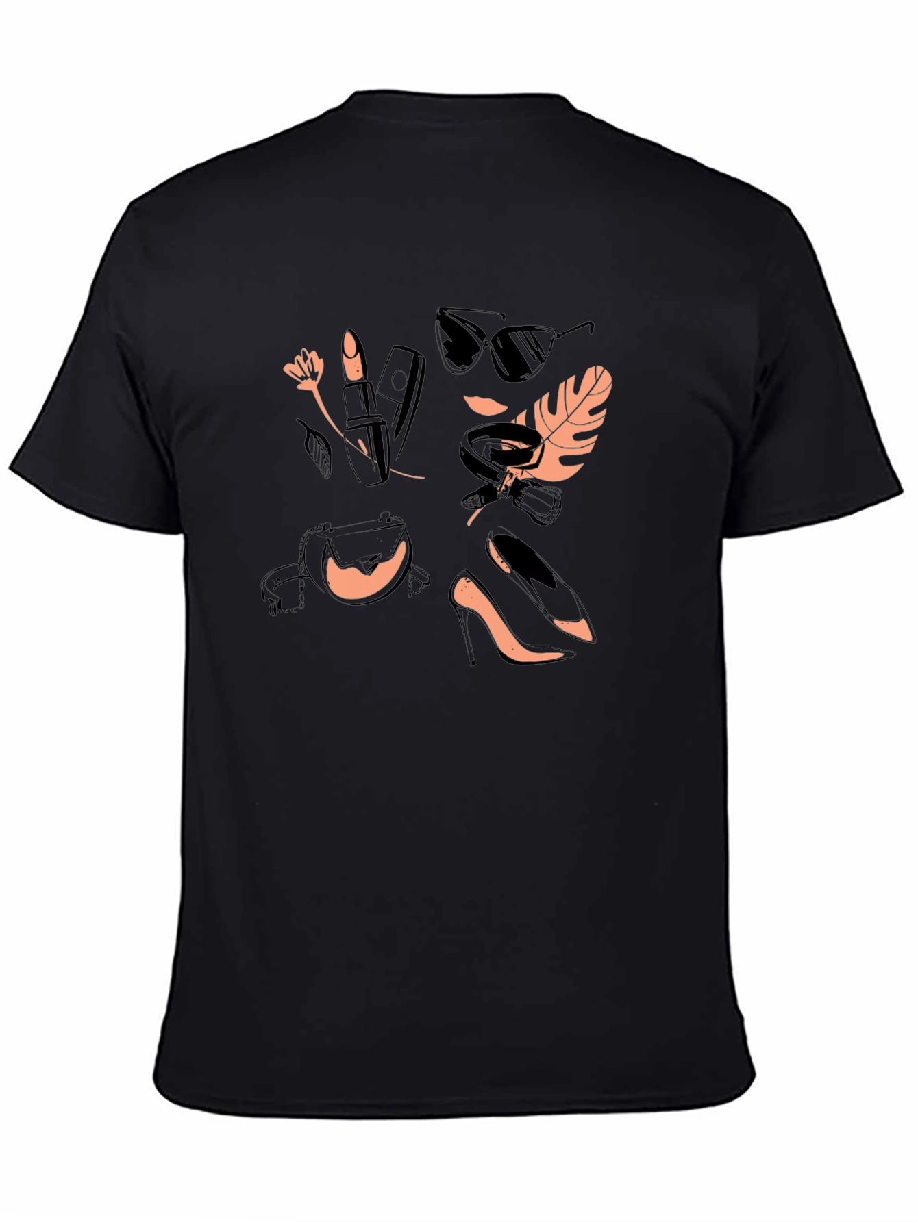 Stylish Black T-Shirt with Fashion Icon Design