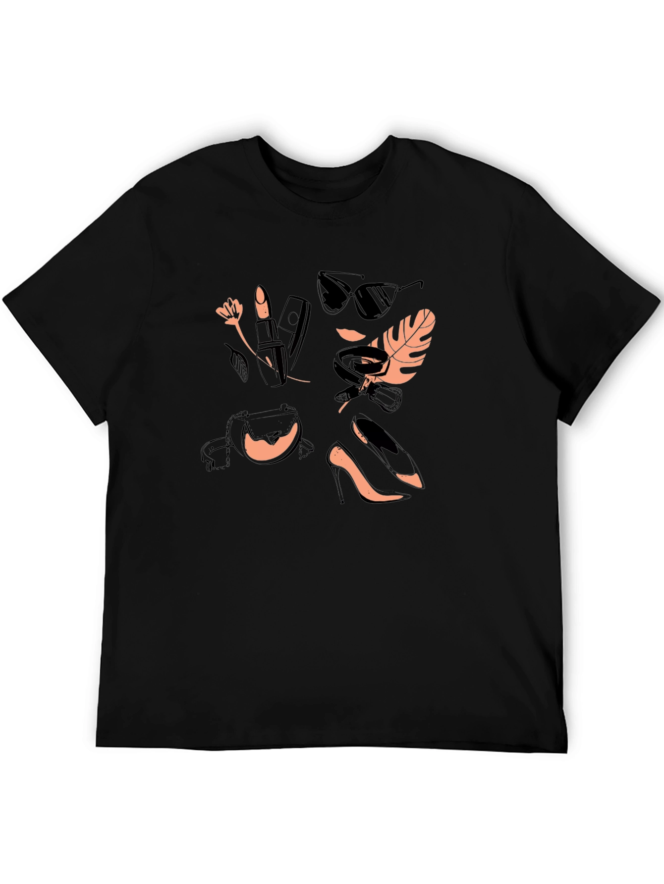 Stylish Black T-Shirt with Fashion Icon Design