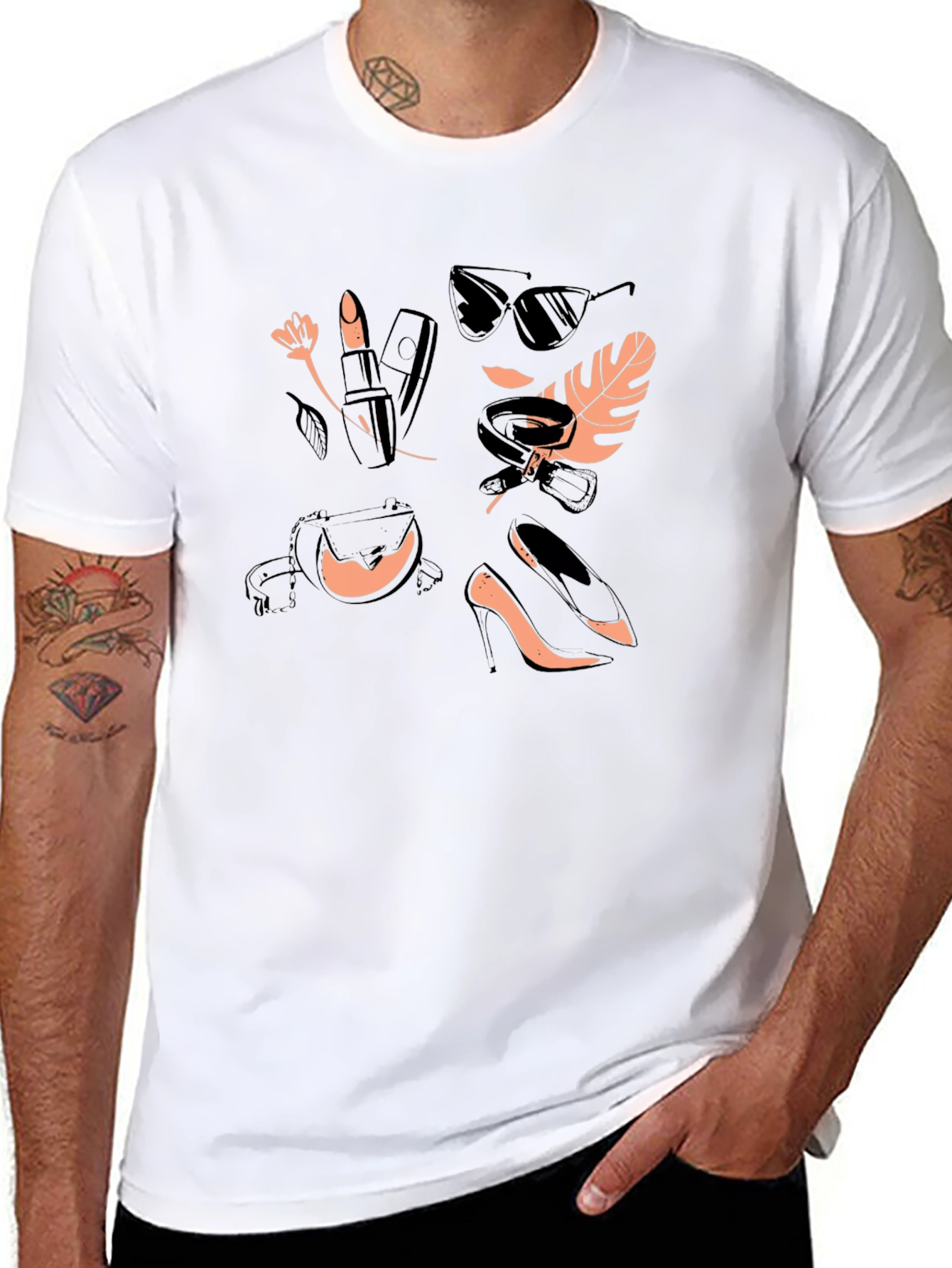 Stylish Black T-Shirt with Fashion Icon Design