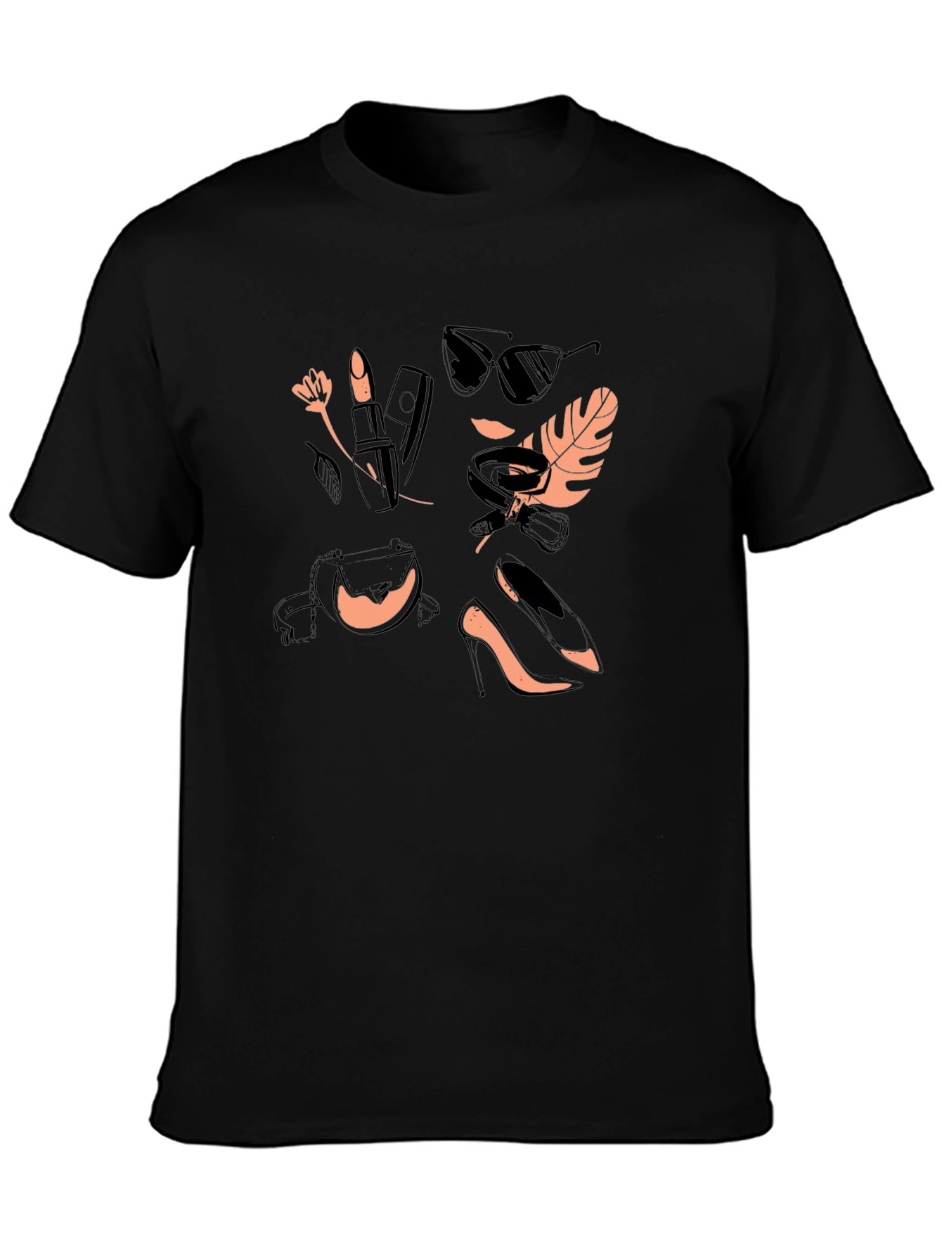 Stylish Black T-Shirt with Fashion Icon Design