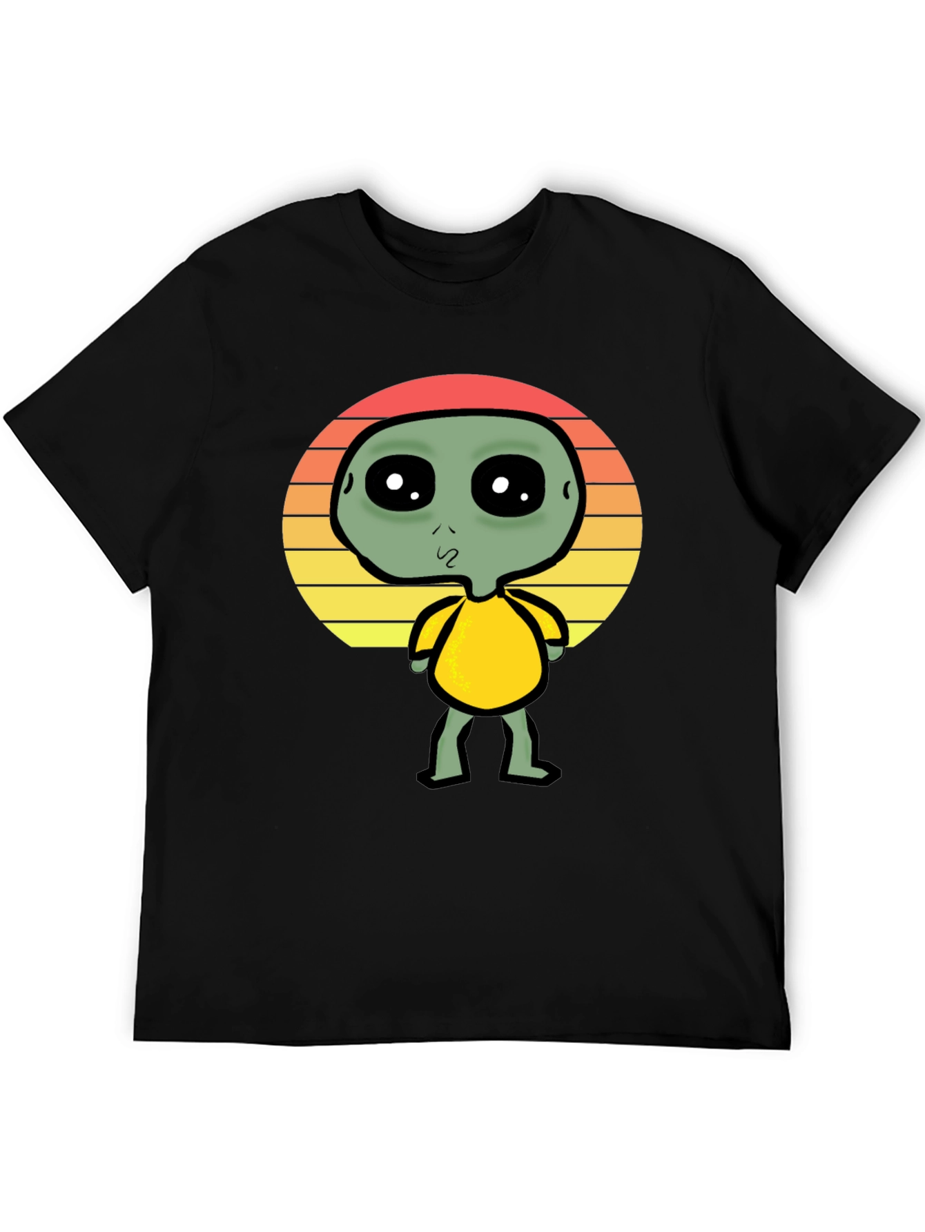 Alien Sunset Graphic Tee - Black Cotton T-Shirt