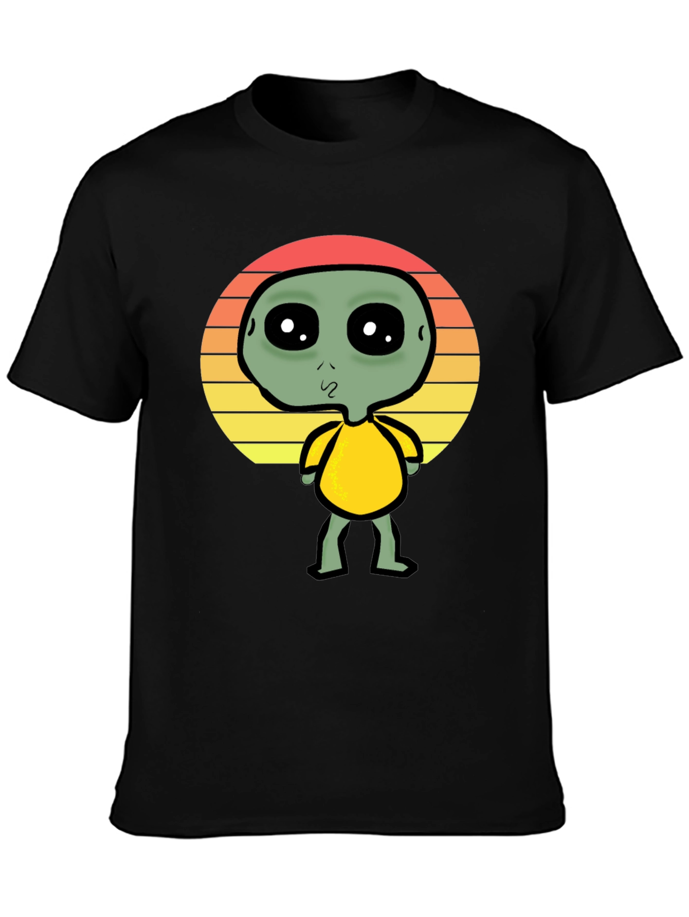 Alien Sunset Graphic Tee - Black Cotton T-Shirt