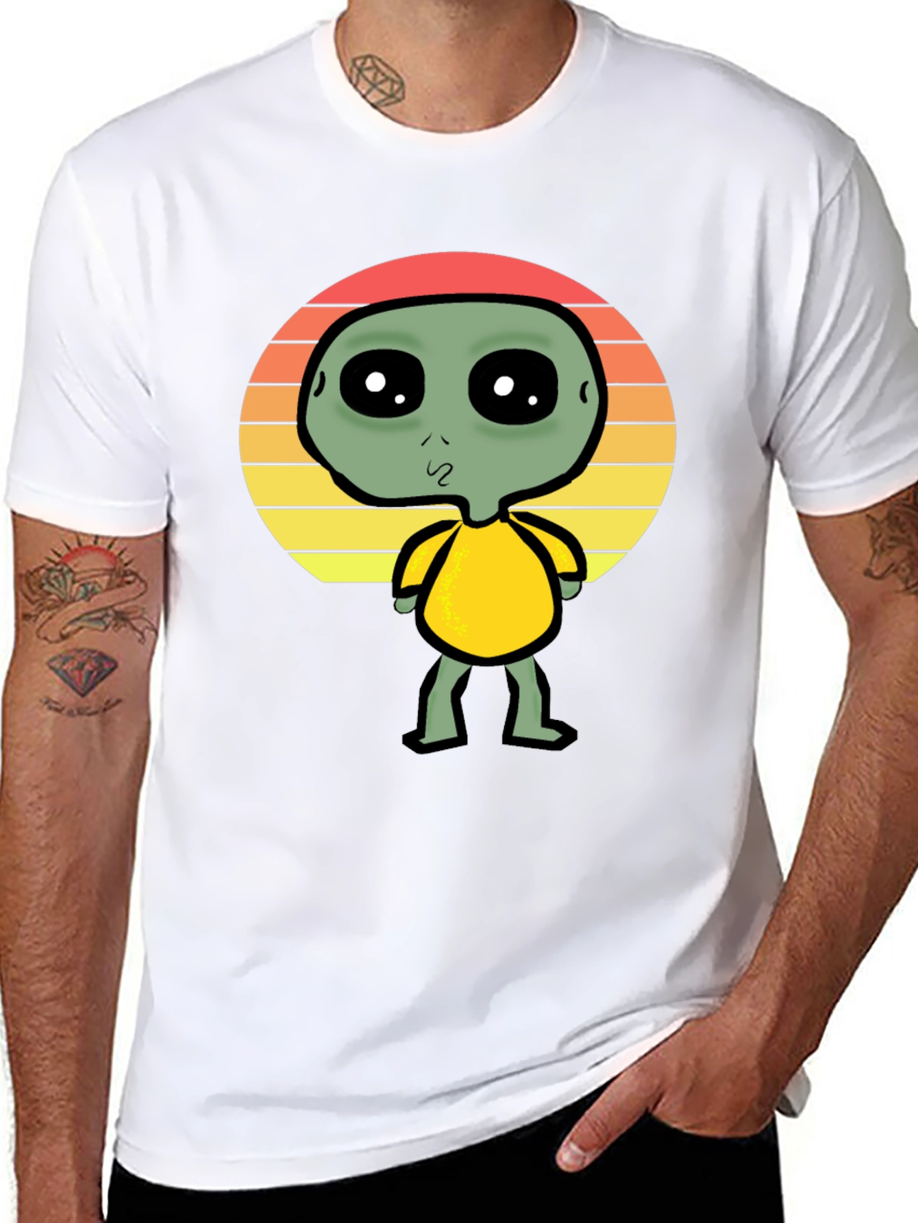 Alien Sunset Graphic Tee - Black Cotton T-Shirt