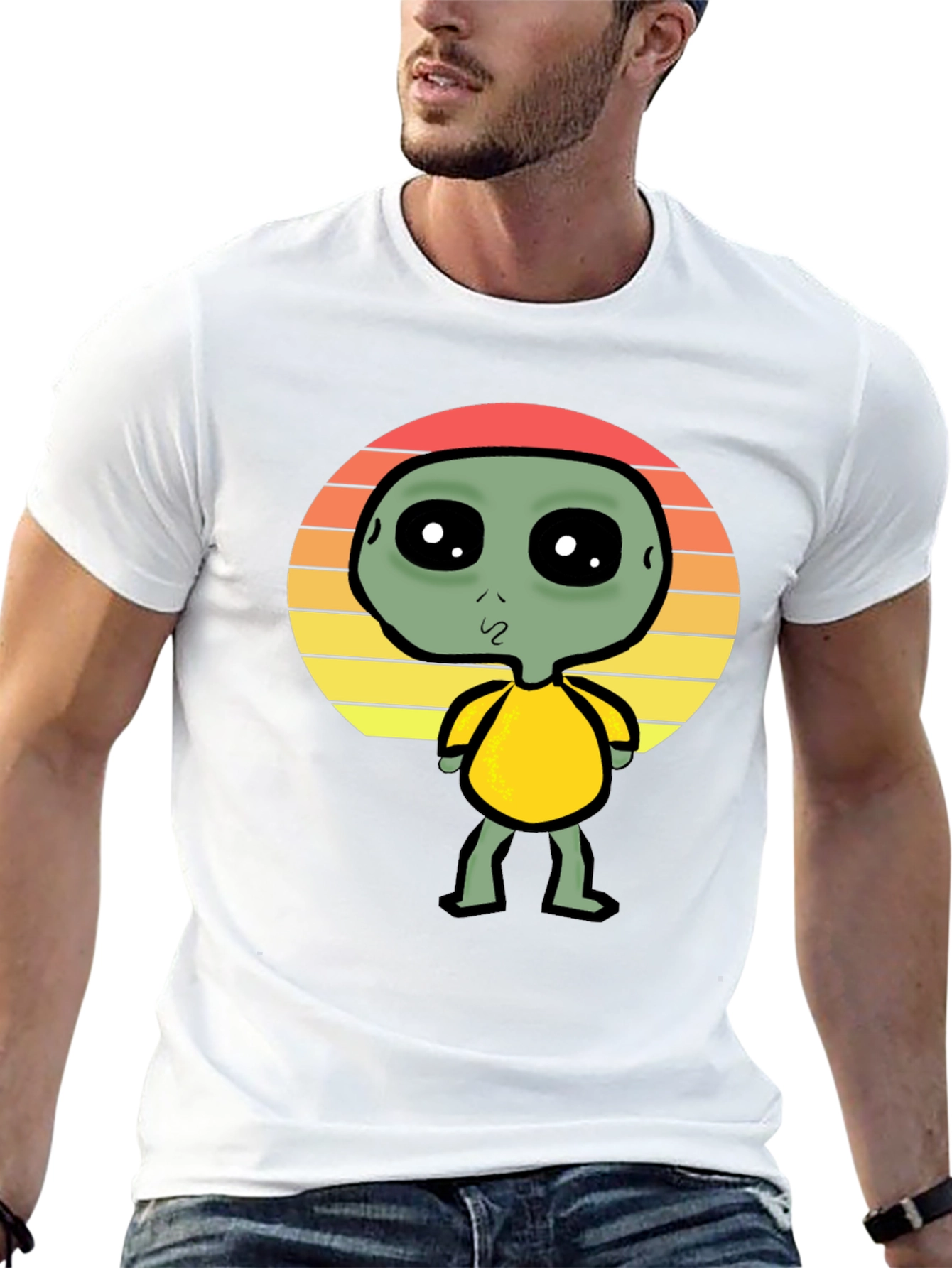 Alien Sunset Graphic Tee - Black Cotton T-Shirt