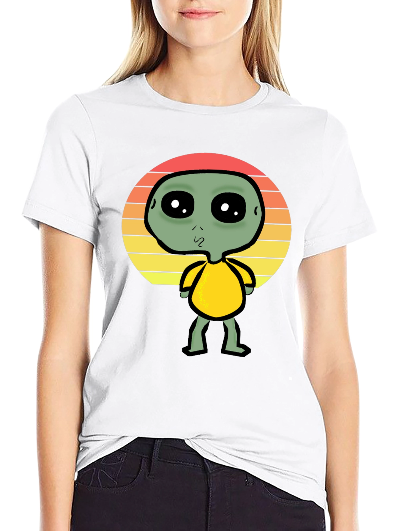 Alien Sunset Graphic Tee - Black Cotton T-Shirt