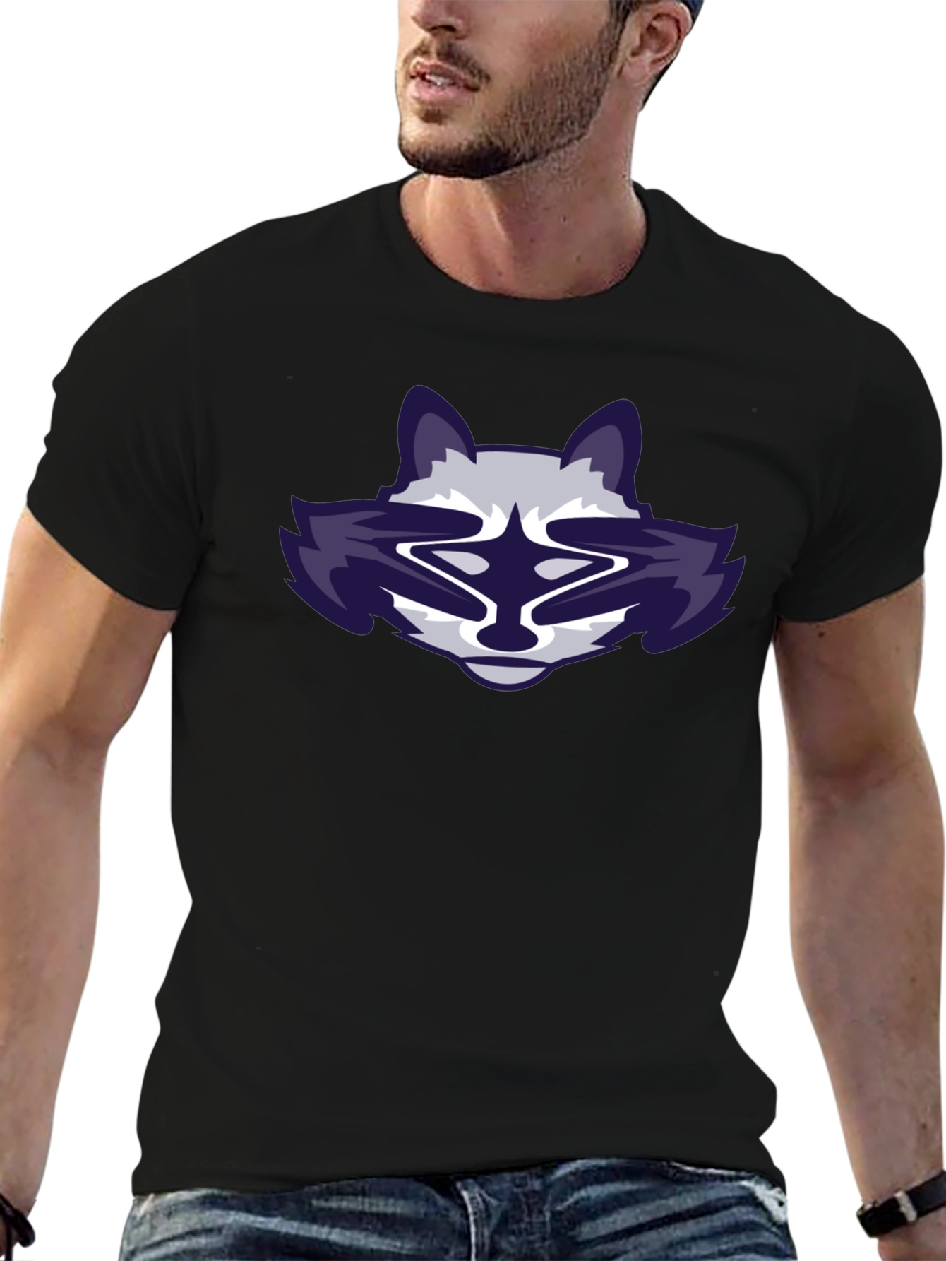 Cool Raccoon Graphic Black T-Shirt