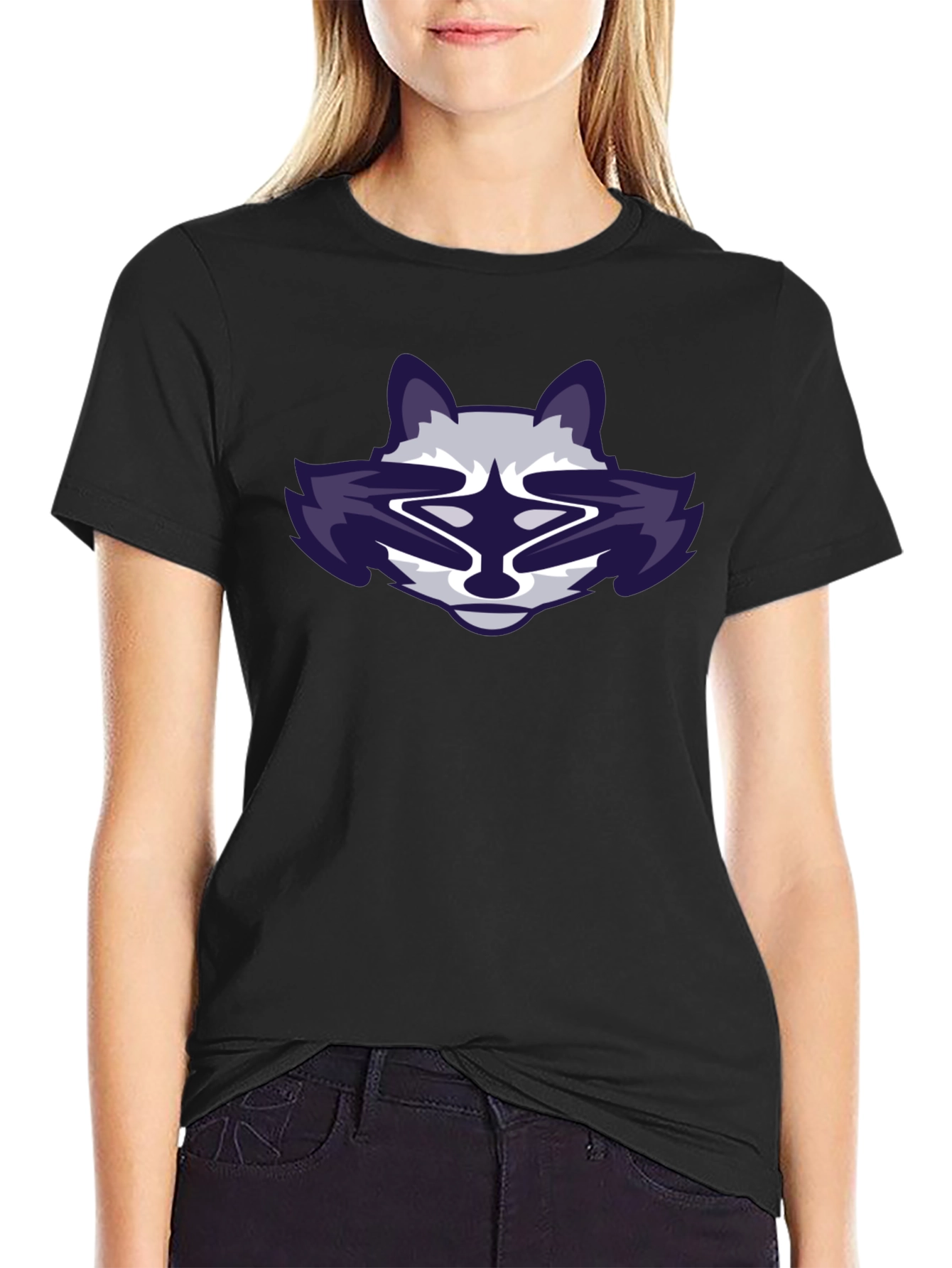 Cool Raccoon Graphic Black T-Shirt